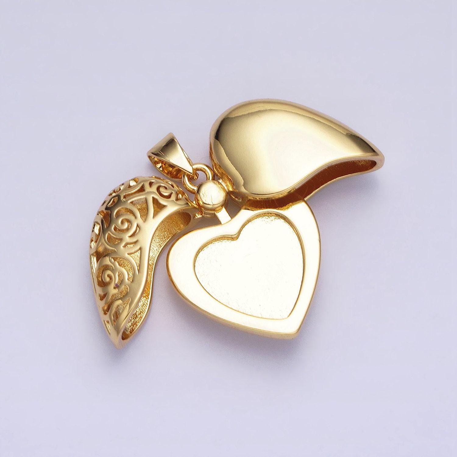 Dainty gold heart pendant cosmic open heart charm locket for valentine jewelry aa261