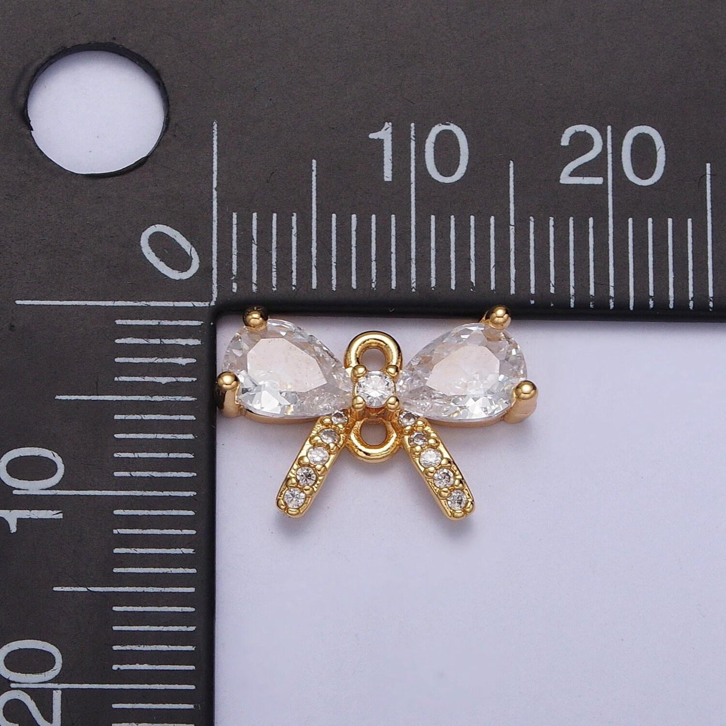 Mini gold bowknot charm connectors 11x16.2mm cz paved mini bow charms for bracelet earring necklace supply y-709
