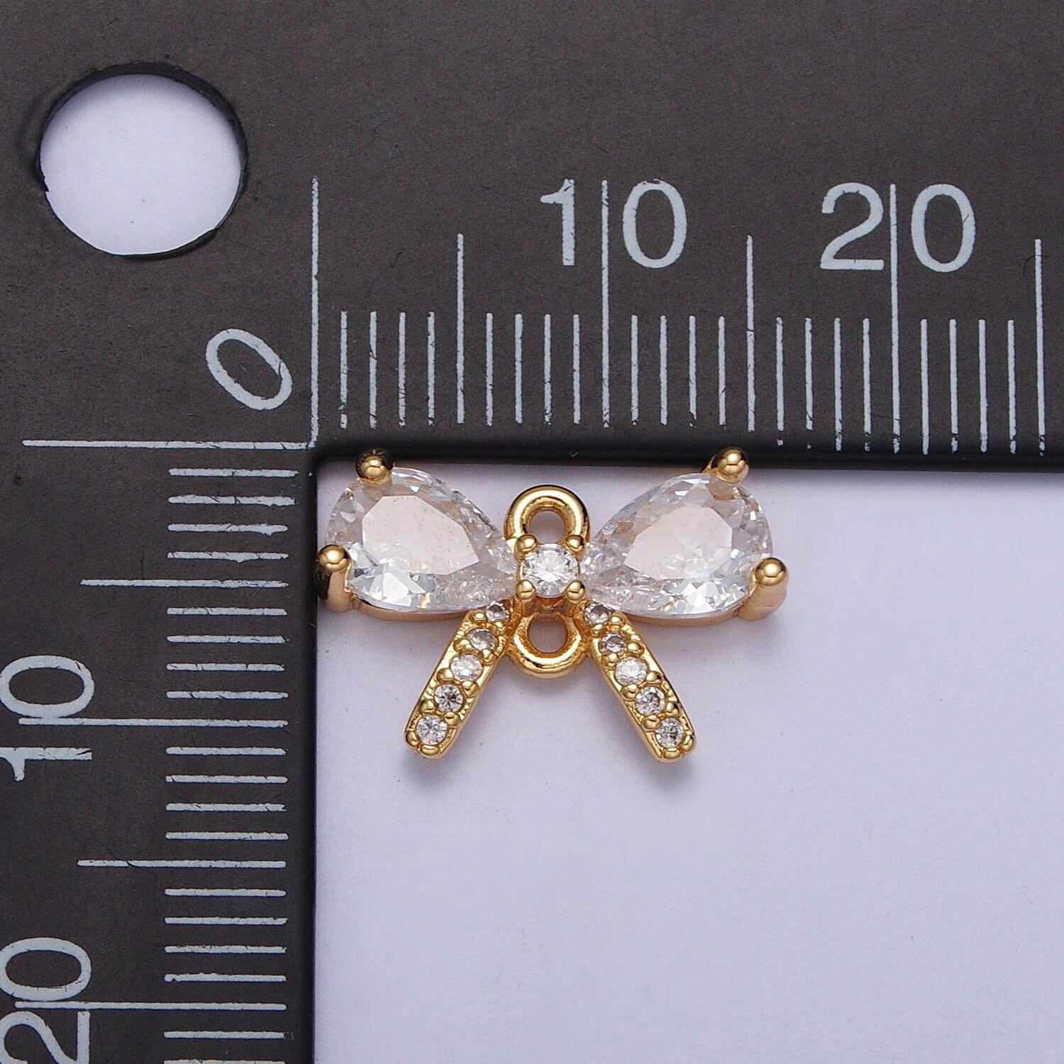 Mini gold bowknot charm connectors 11x16.2mm cz paved mini bow charms for bracelet earring necklace supply y-709