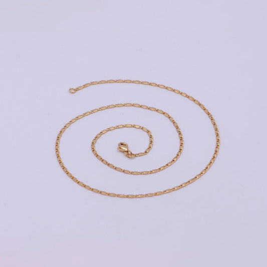 18k gold filled chain necklace, fine scroll gold chain, simple gold necklace, thin plain women's necklace 18 inch long | wa-531