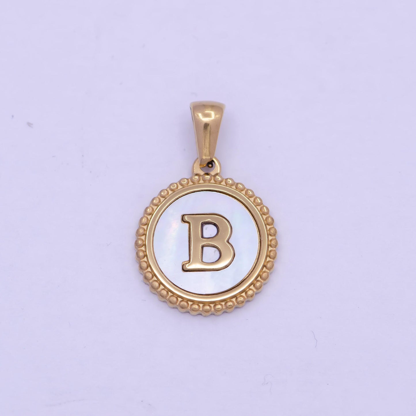 Gold initial letter necklace pendant gold alphabet charm mother of pearl letter minimalist jewelry mop coin pendant for necklace bracelet