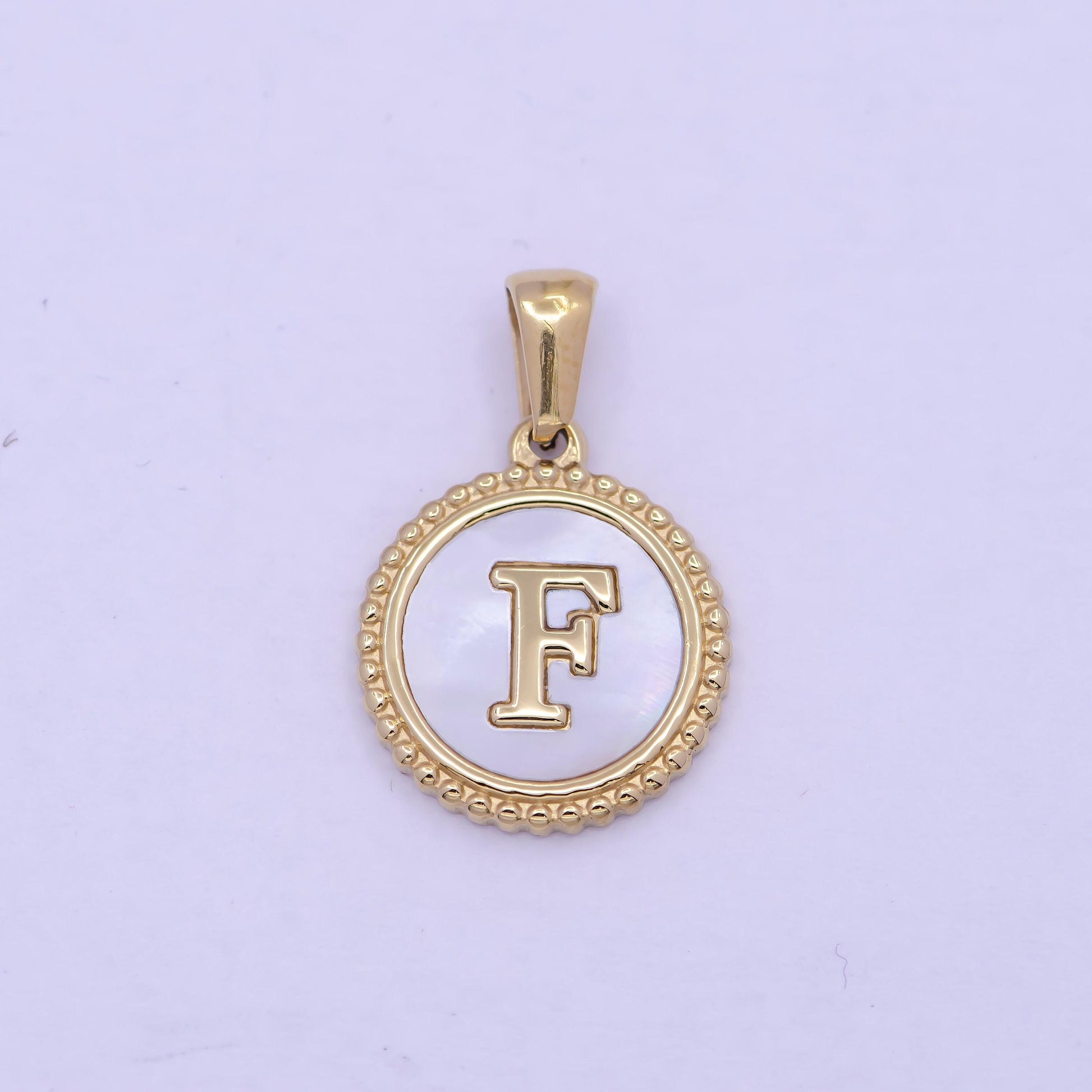 Gold initial letter necklace pendant gold alphabet charm mother of pearl letter minimalist jewelry mop coin pendant for necklace bracelet