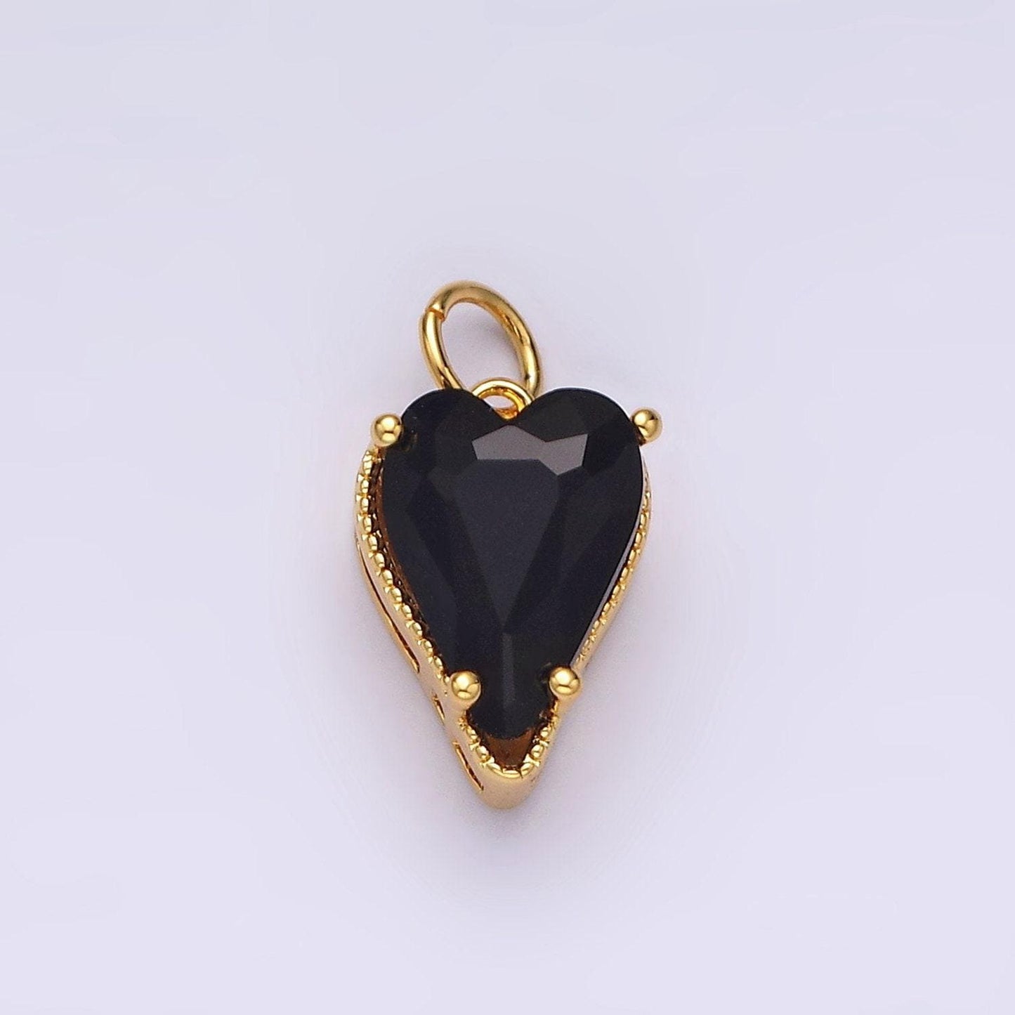 14k gold filled 17mm black cz heart add-on charm | ac785