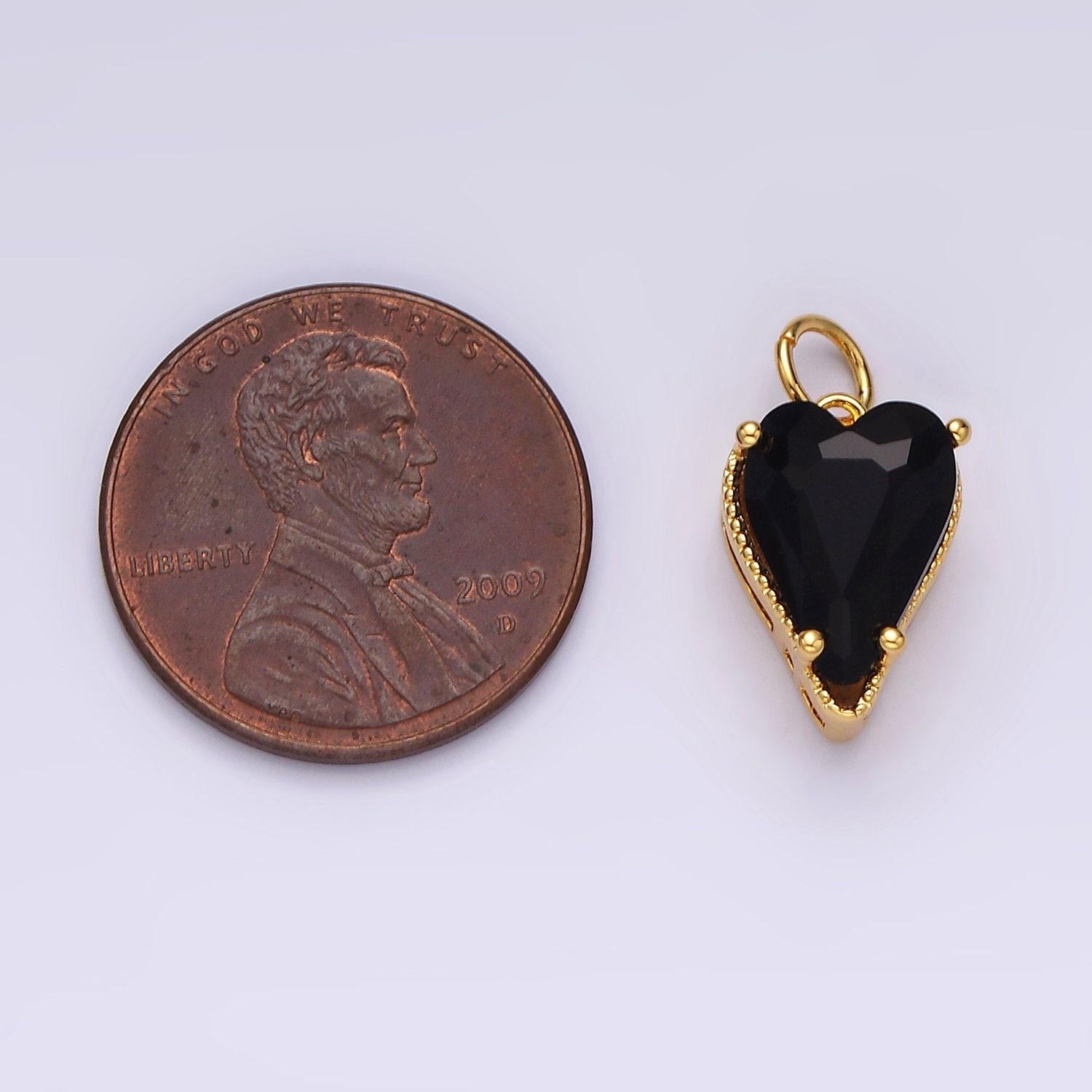 14k gold filled 17mm black cz heart add-on charm | ac785
