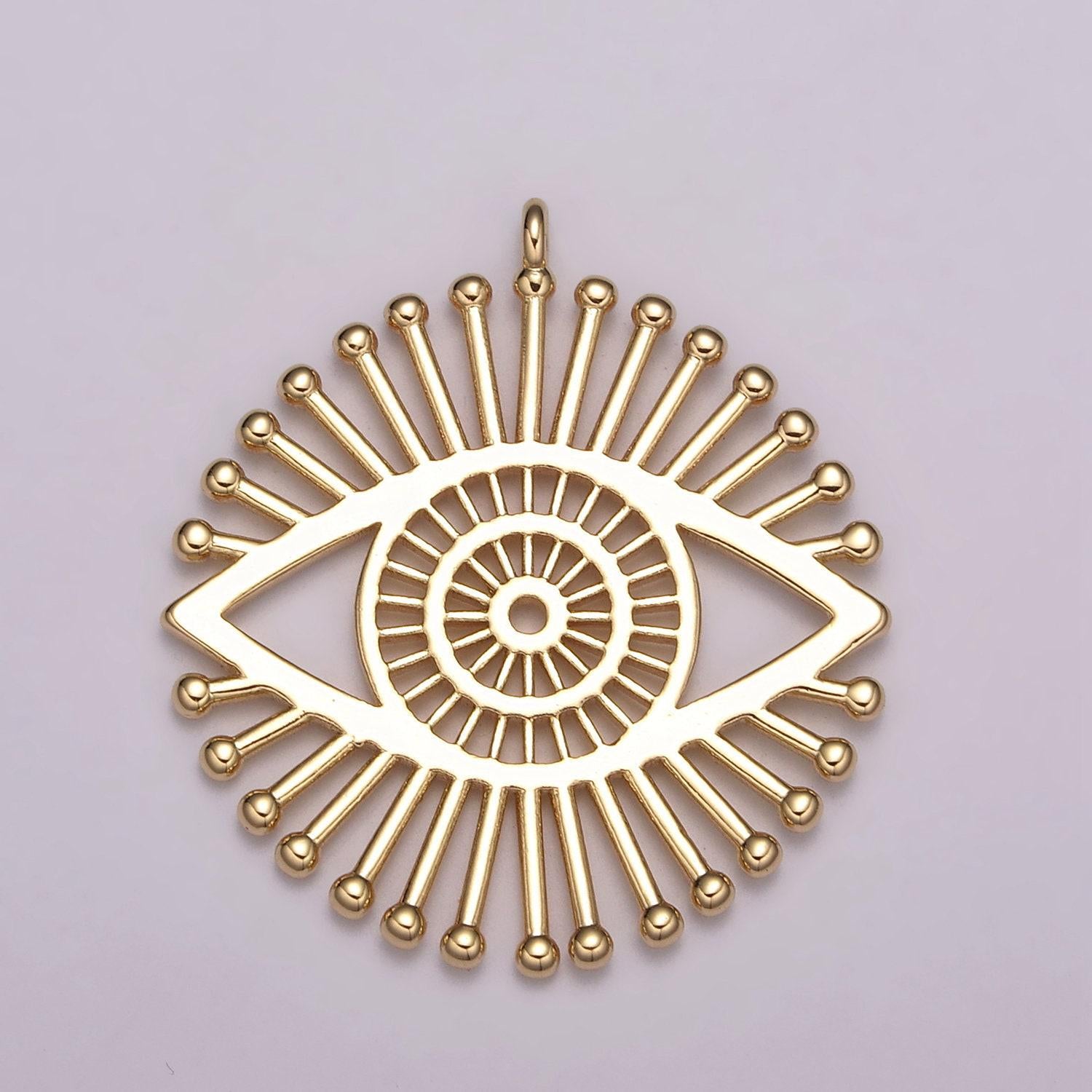 18k gold filled evil eye charm round eye medallion disc charm for necklace earring bracelet supply