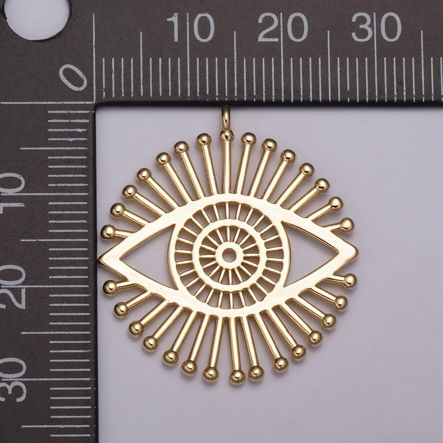 18k gold filled evil eye charm round eye medallion disc charm for necklace earring bracelet supply