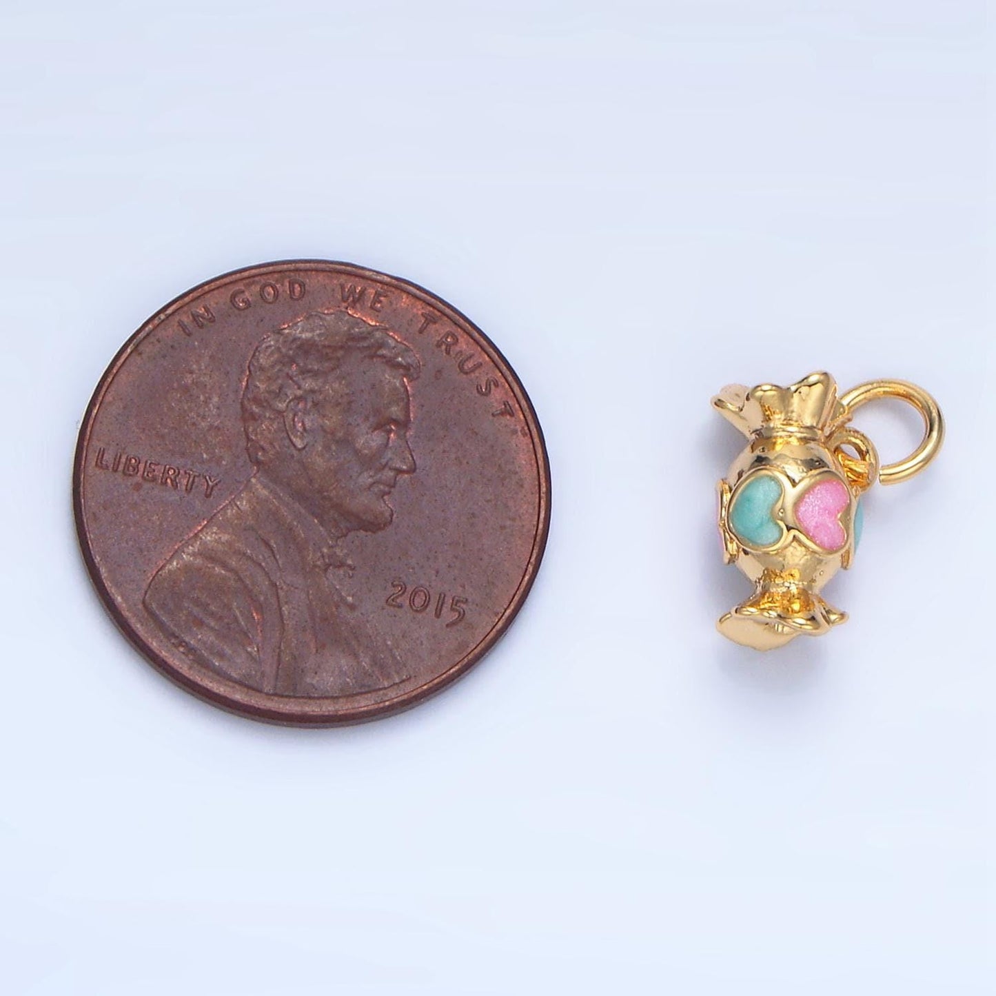 Enamel heart wrap candy 24k gold filled candy charm | x-832