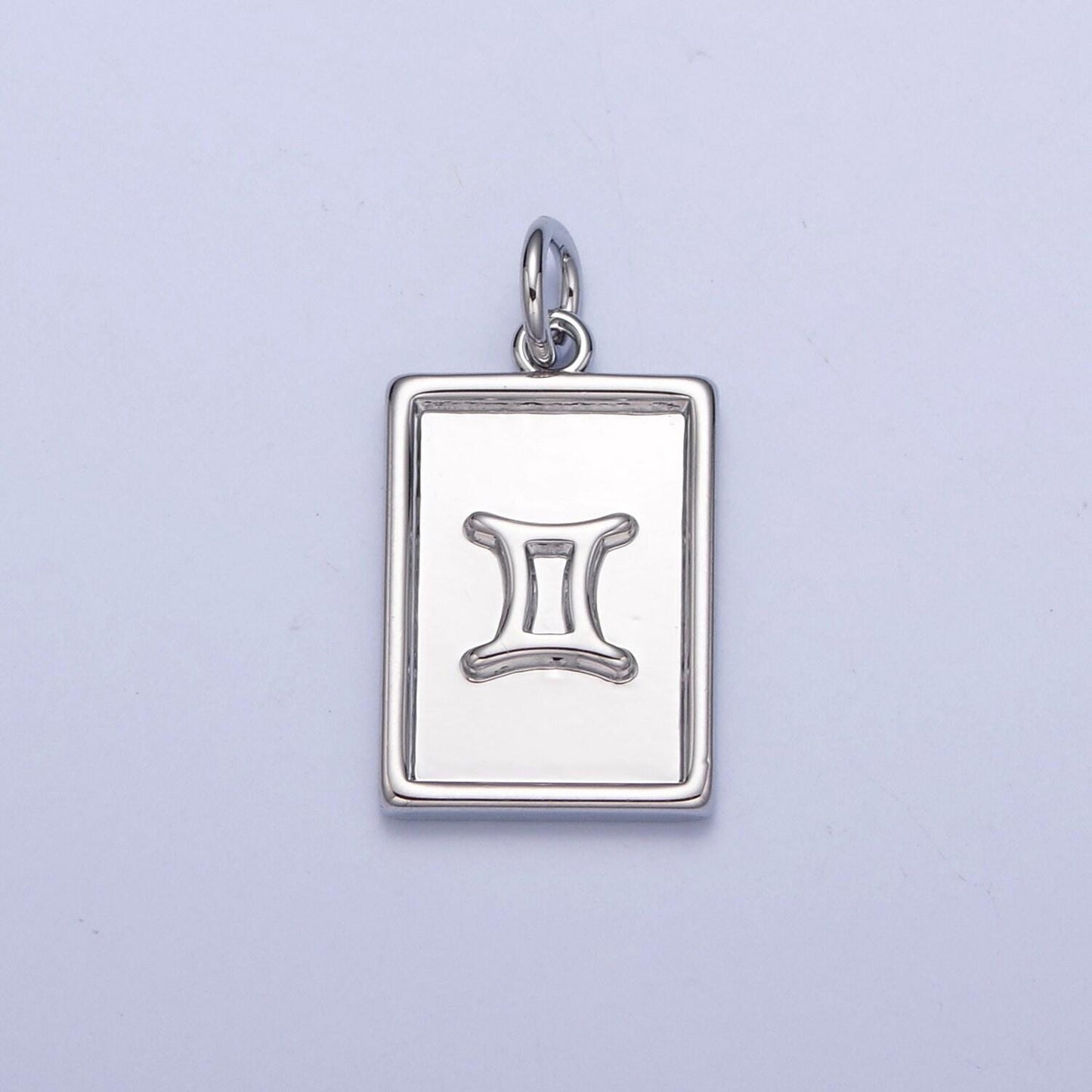 Silver small rectangular zodiac charms white gold-filled astrological zodiac signs, zodiac symbols, birthday, horoscope charm a1433-a1438