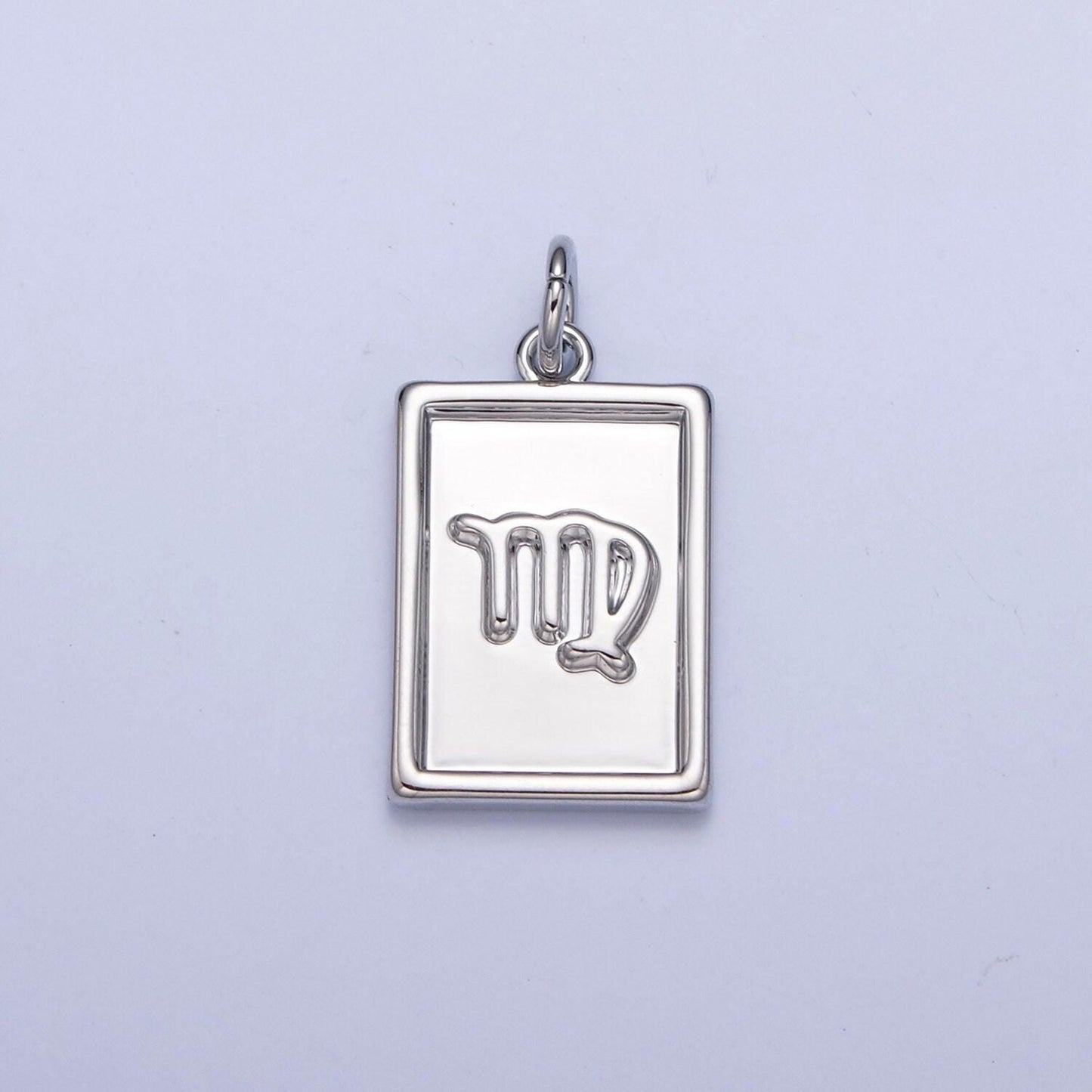 Silver small rectangular zodiac charms white gold-filled astrological zodiac signs, zodiac symbols, birthday, horoscope charm a1433-a1438