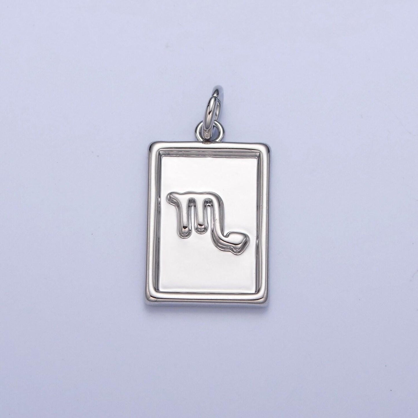 Silver small rectangular zodiac charms white gold-filled astrological zodiac signs, zodiac symbols, birthday, horoscope charm a1433-a1438