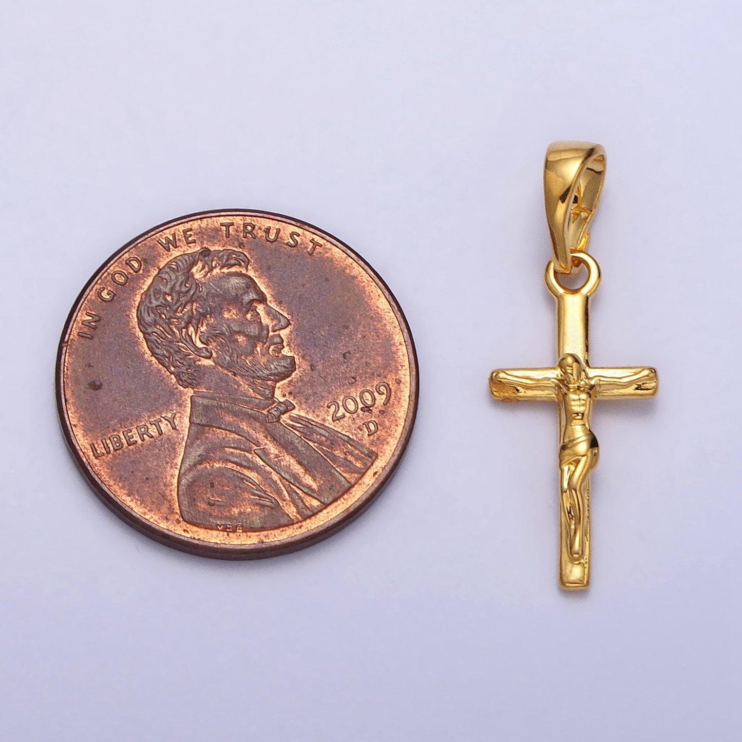 Dainty 24k gold filled cross pendant crucifix charm jesus on the cross for religious jewelry making catholic christian jewelry aa-021