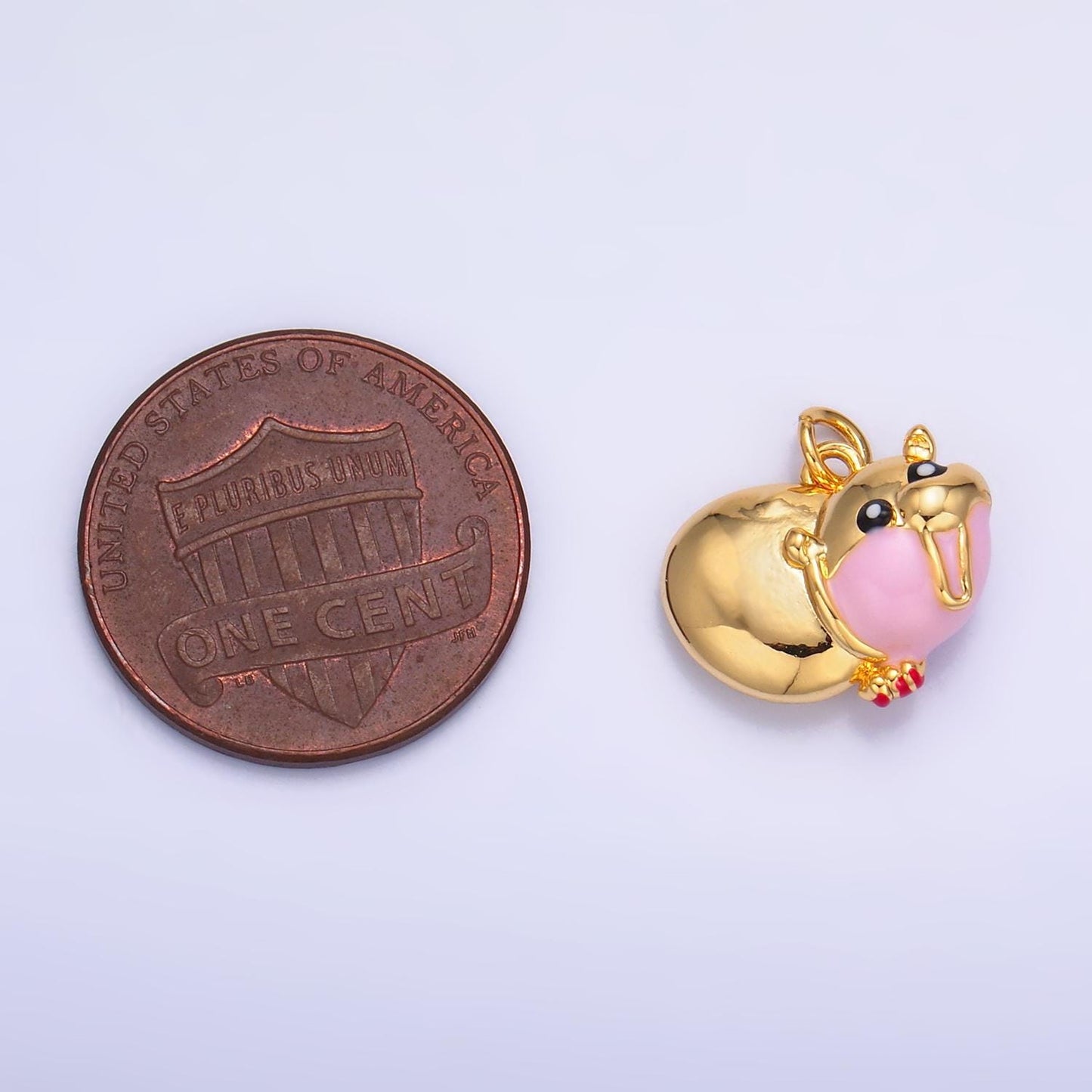 Mini Gold Hippopotamus Charm Cute Enamel Hippo Charm for Necklace or Bracelet, 3D Hippopotamus Pendant W242