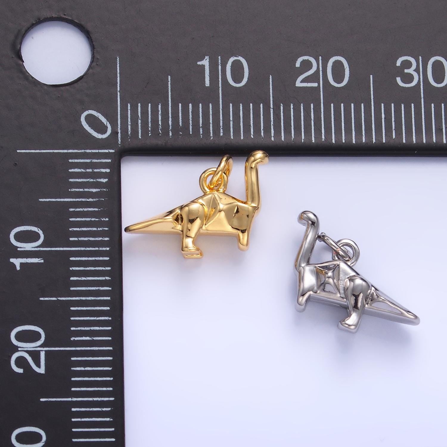 Gold Dinosaur Charm Necklace Brontosaurus Necklace Pendant Mini Dino Gold Filled Finding Gift Idea Cute Tiny Dinosaur Pendant
