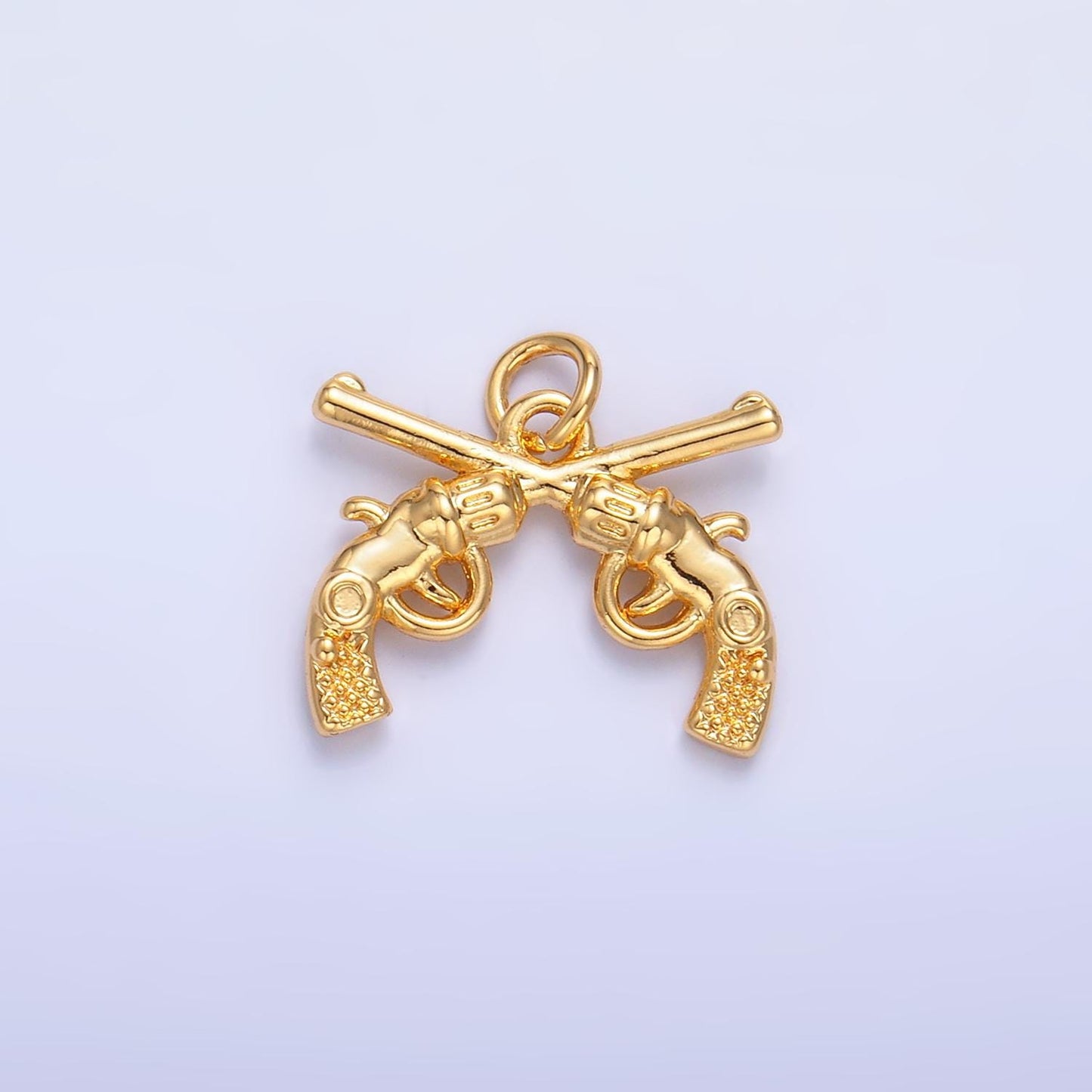 Dual Pistol Charm Gold Revolver charm pendant Western Cowboy Gun Charm Wild Wild West Jewelry Inspired W350