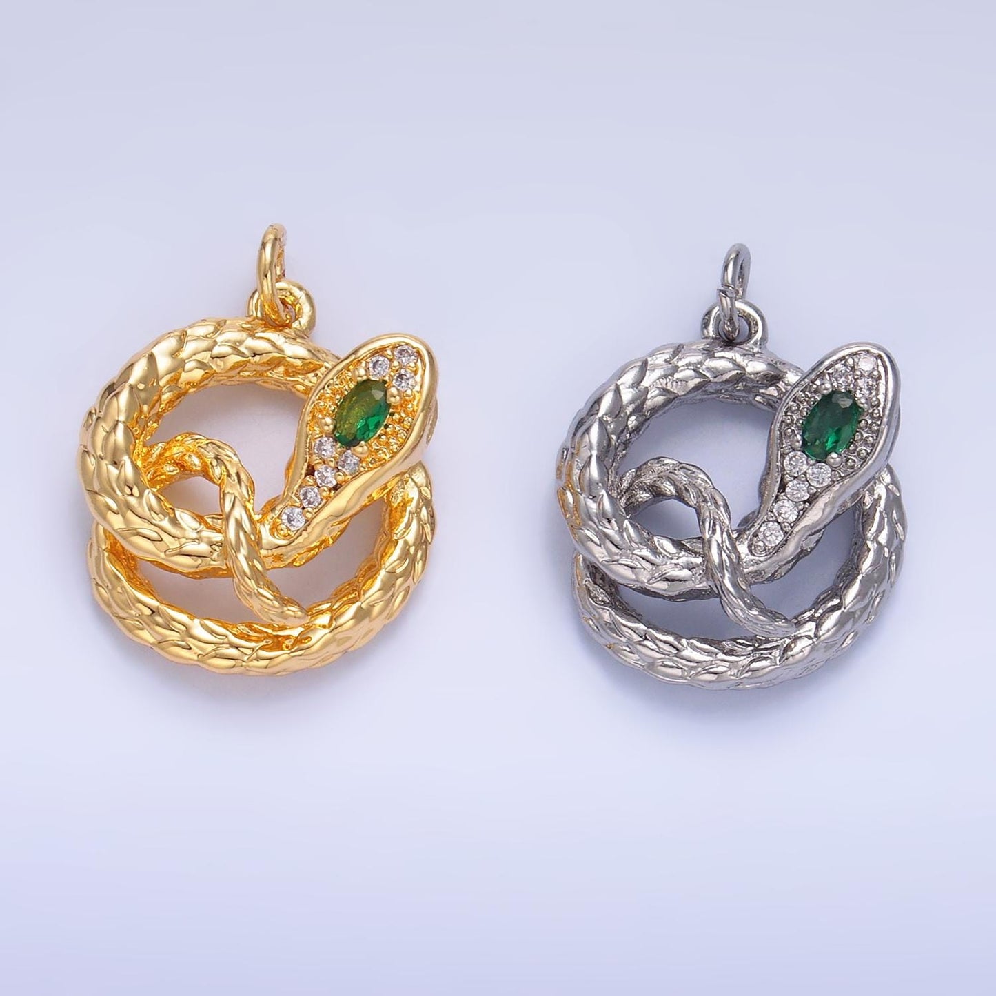 24k Gold Filled Snake Charm Silver Snake Pendant For Serpent Animal Jewelry Dangle Charm W365