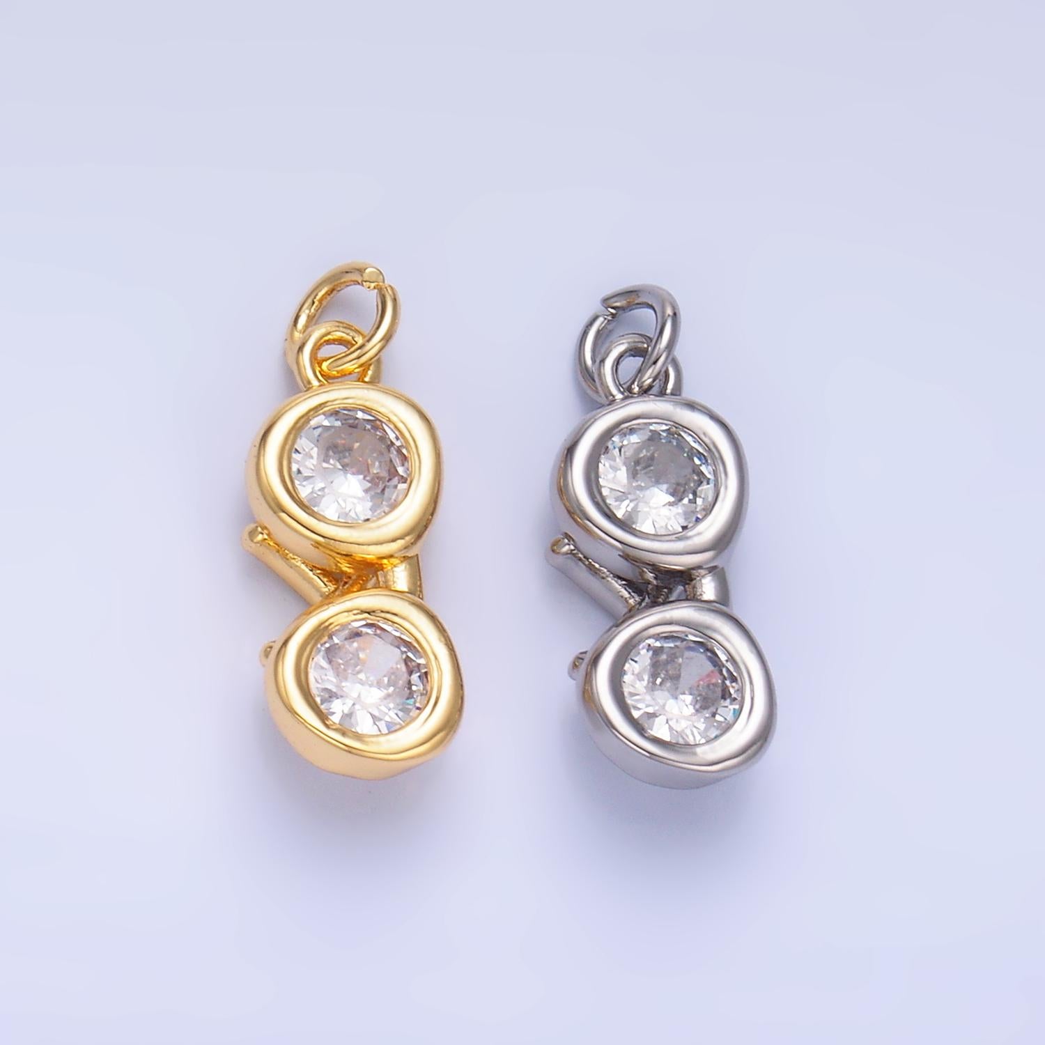 Mini Gold Glasses Charms 24K Gold Filled CZ Eyeglasses Case Pendant Charm Bracelet Necklace for DIY Jewelry Making Supply W376