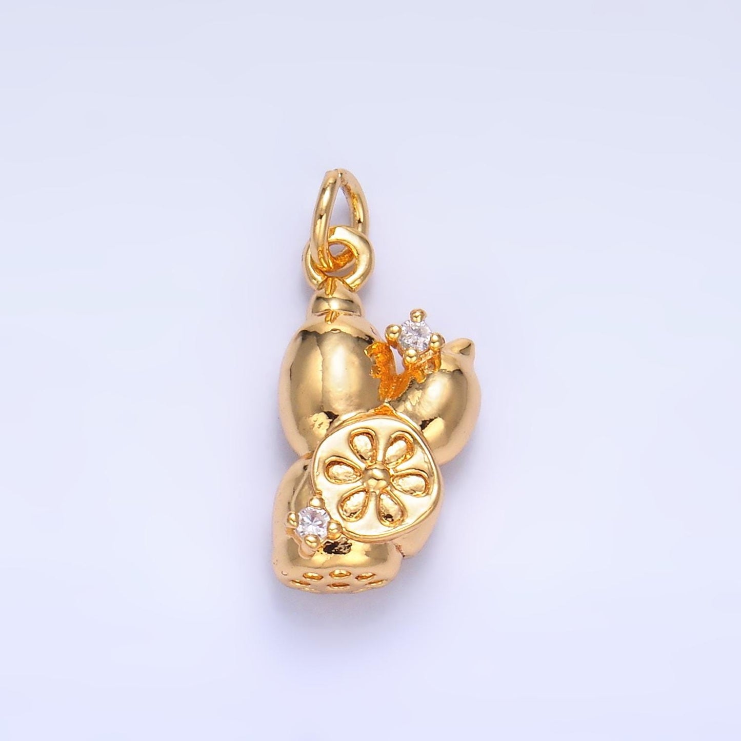 Mini Gold Lotus Root Charms 24K Gold Filled Vegetable Hot Pot Soup Pendant Charm Bracelet Necklace for DIY Jewelry Making Supply W360