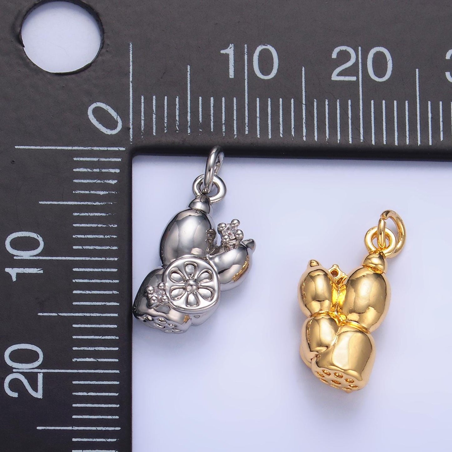 Mini Gold Lotus Root Charms 24K Gold Filled Vegetable Hot Pot Soup Pendant Charm Bracelet Necklace for DIY Jewelry Making Supply W360