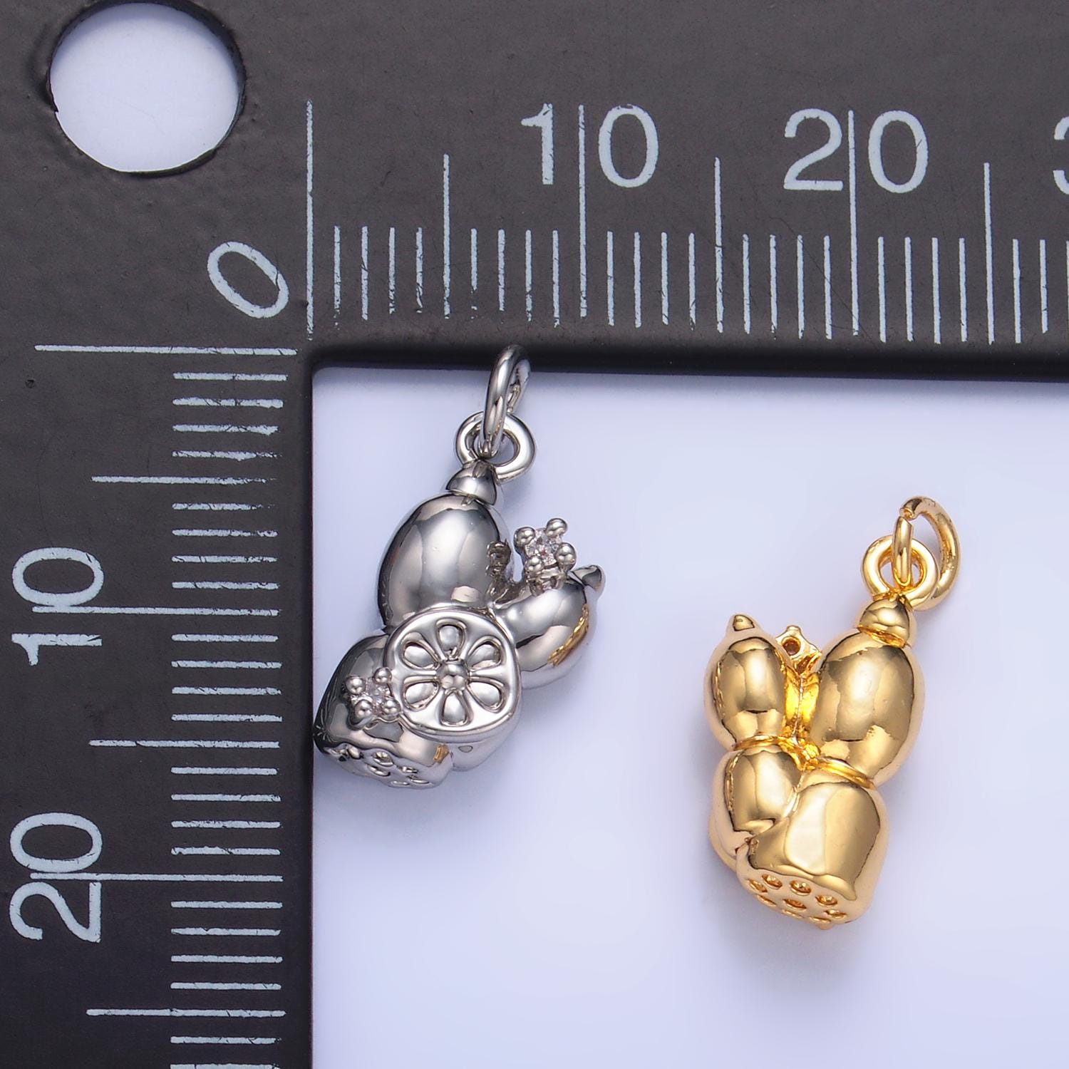 Mini Gold Lotus Root Charms 24K Gold Filled Vegetable Hot Pot Soup Pendant Charm Bracelet Necklace for DIY Jewelry Making Supply W360