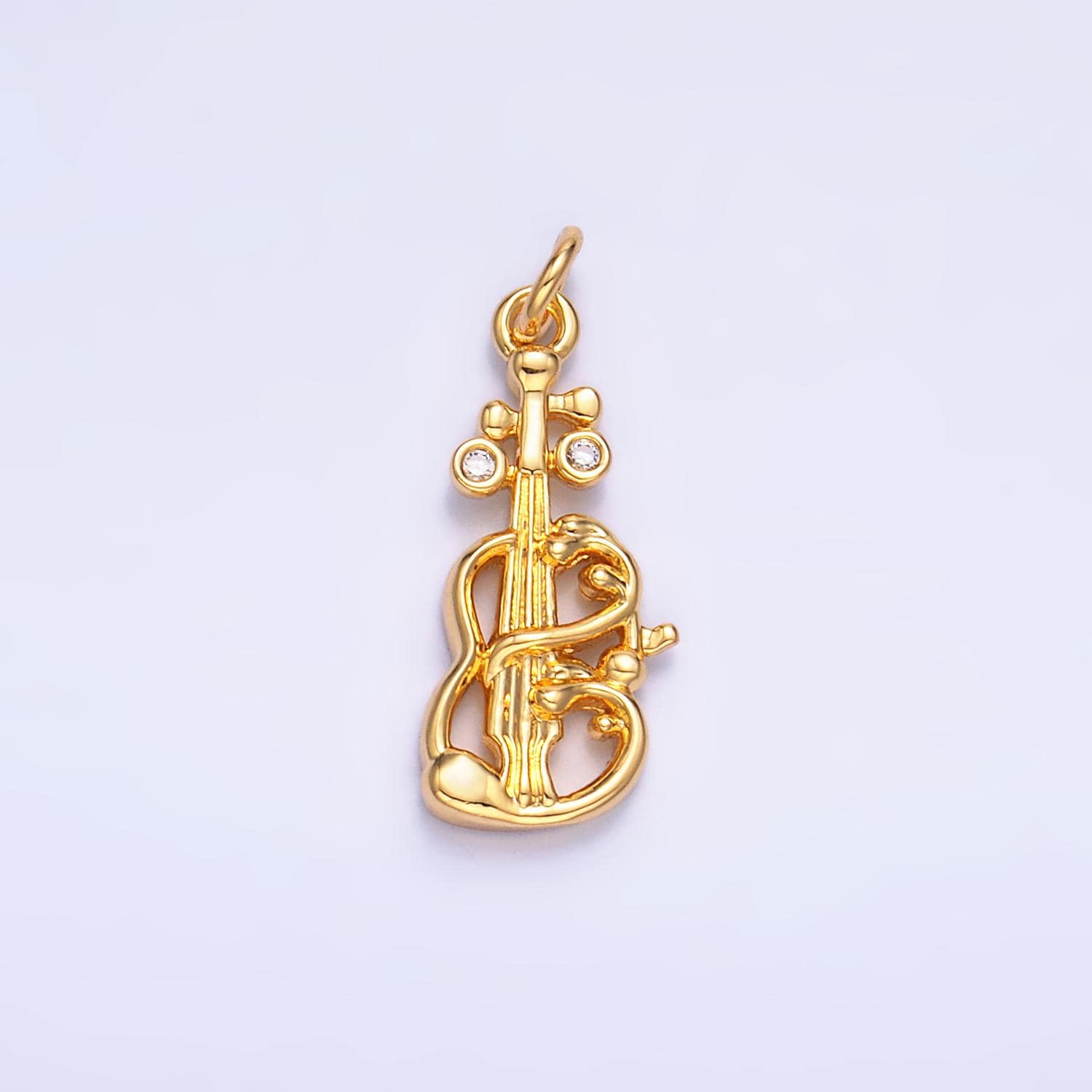 Mini Gold Violin Charms 24K Gold Filled Music Guitar Charm Bracelet Necklace for DIY Jewelry Making Supply W369