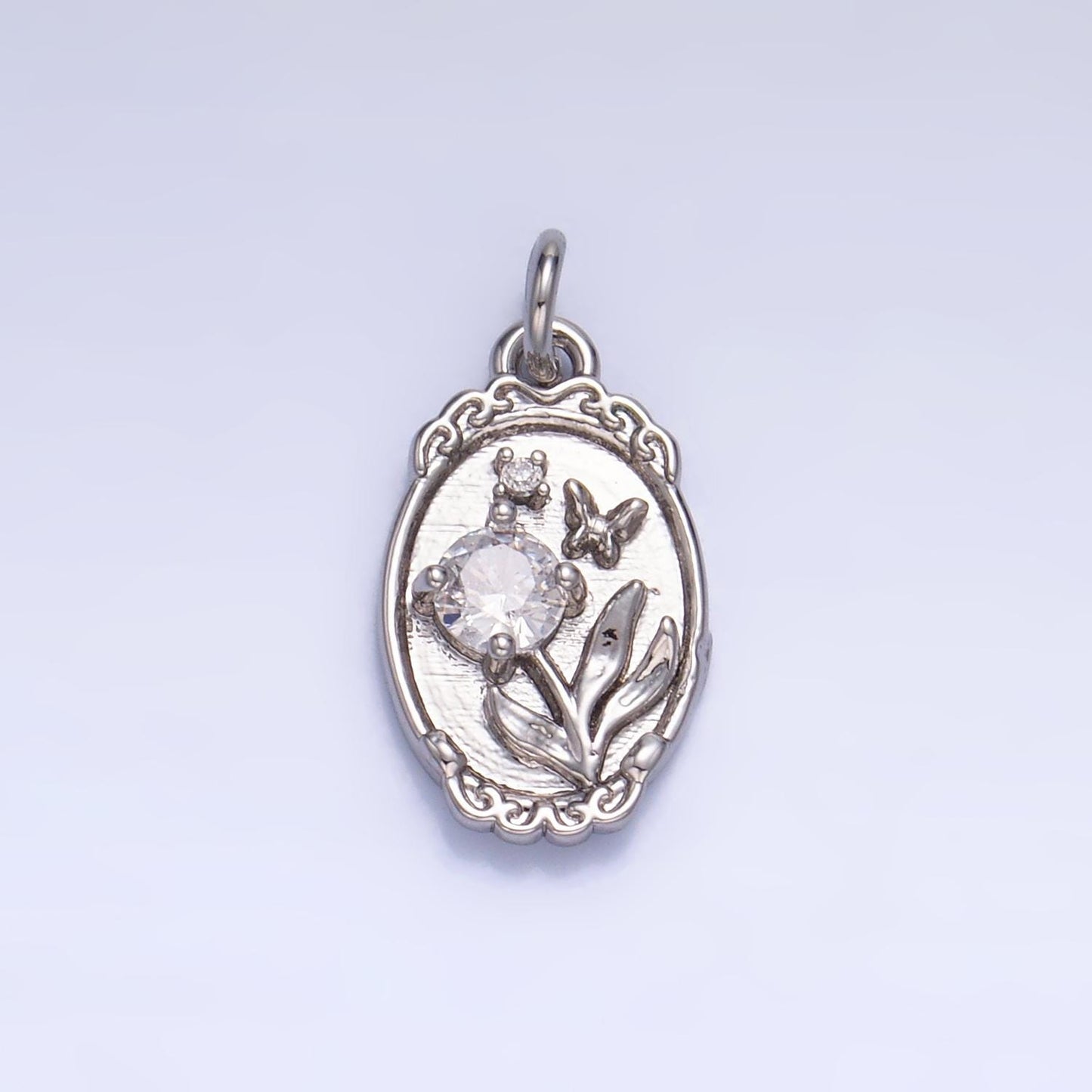 14K Gold Filled Molten Gold Sun Flower Charm Spring Garden Birth Flower Personalized Oval Charm | W383