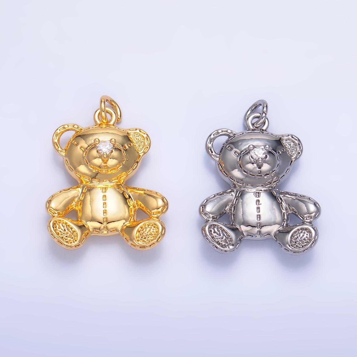 Mini Gold Bear Charms 24K Gold Filled Teddy Bear Doll Pendant Charm Bracelet Necklace for DIY Jewelry Making Supply W364