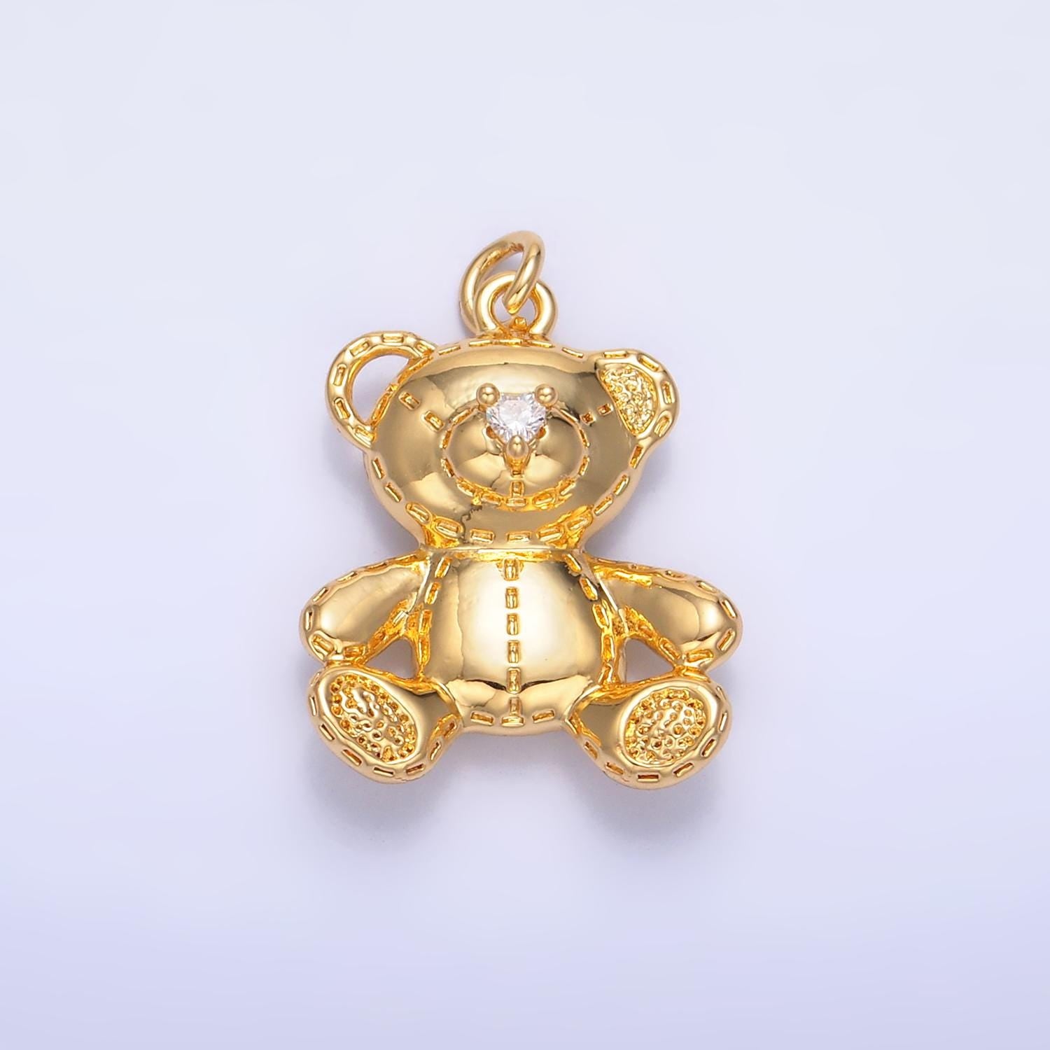 Mini Gold Bear Charms 24K Gold Filled Teddy Bear Doll Pendant Charm Bracelet Necklace for DIY Jewelry Making Supply W364