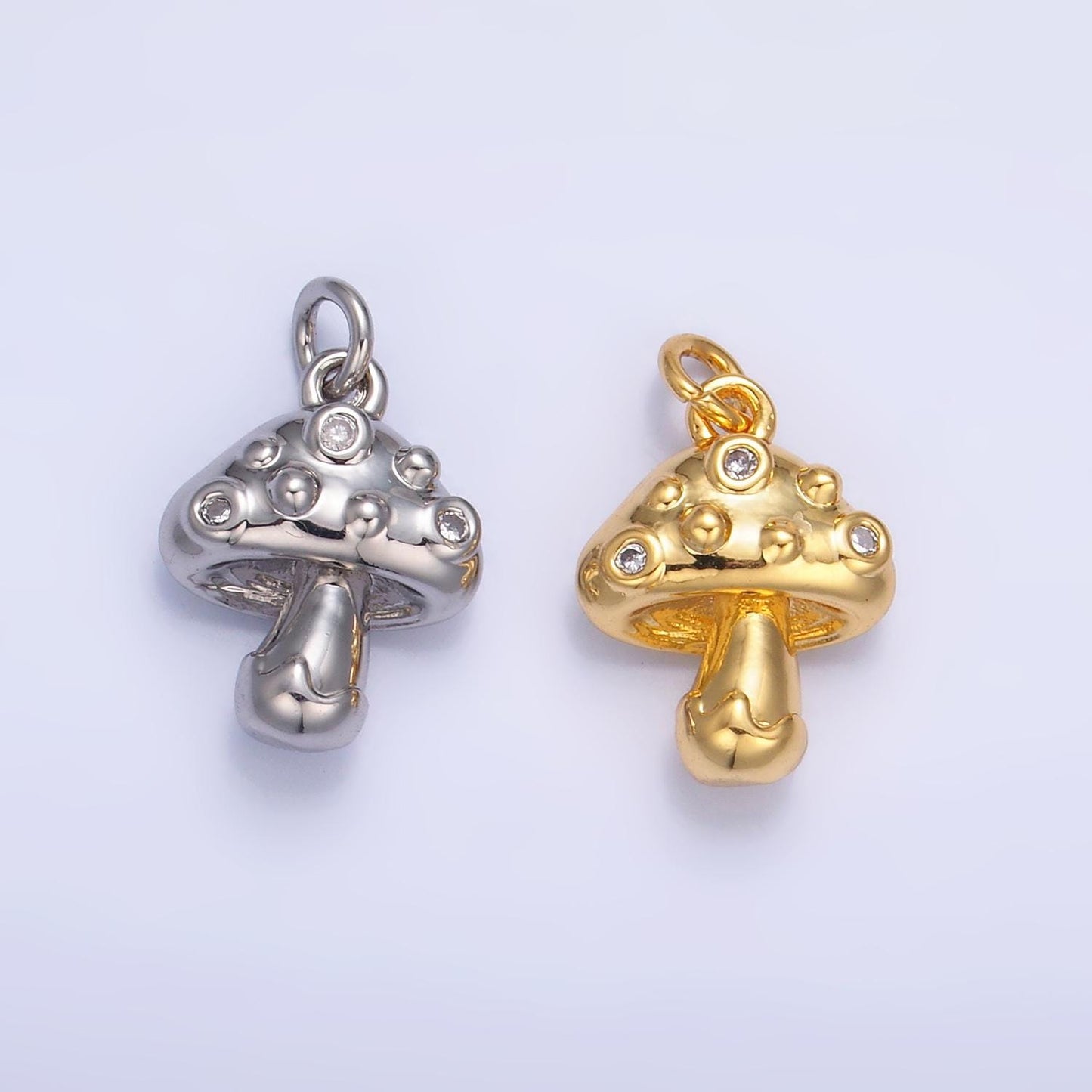 Mini Gold Mushroom Charms 24K Gold Filled Shroomie Pendant Charm Bracelet Necklace for DIY Jewelry Making Supply W353