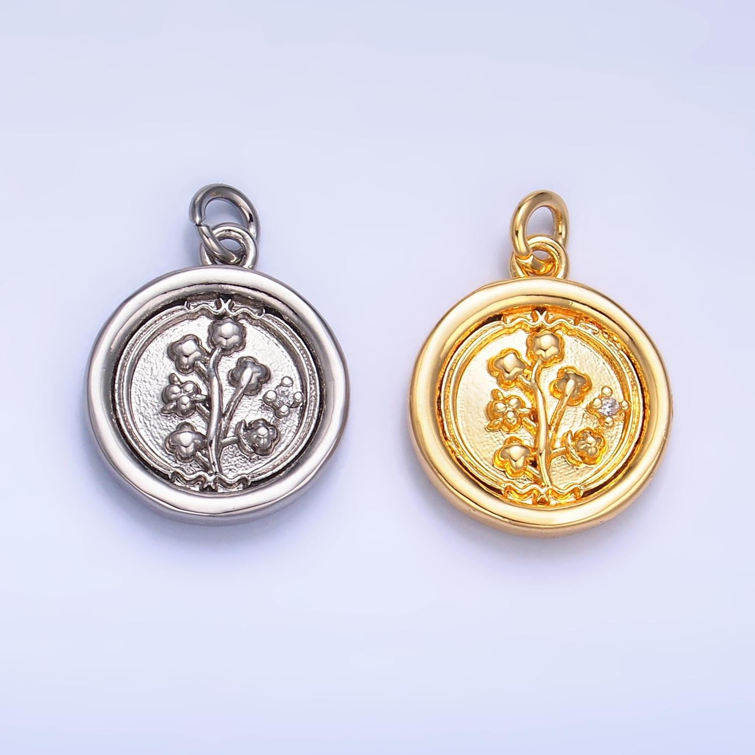 New Floral Collection Gold Holly Flower, Cherry Blossom, Lotus Charm 18K Gold Filled Medallion for Necklace Bracelet Supply