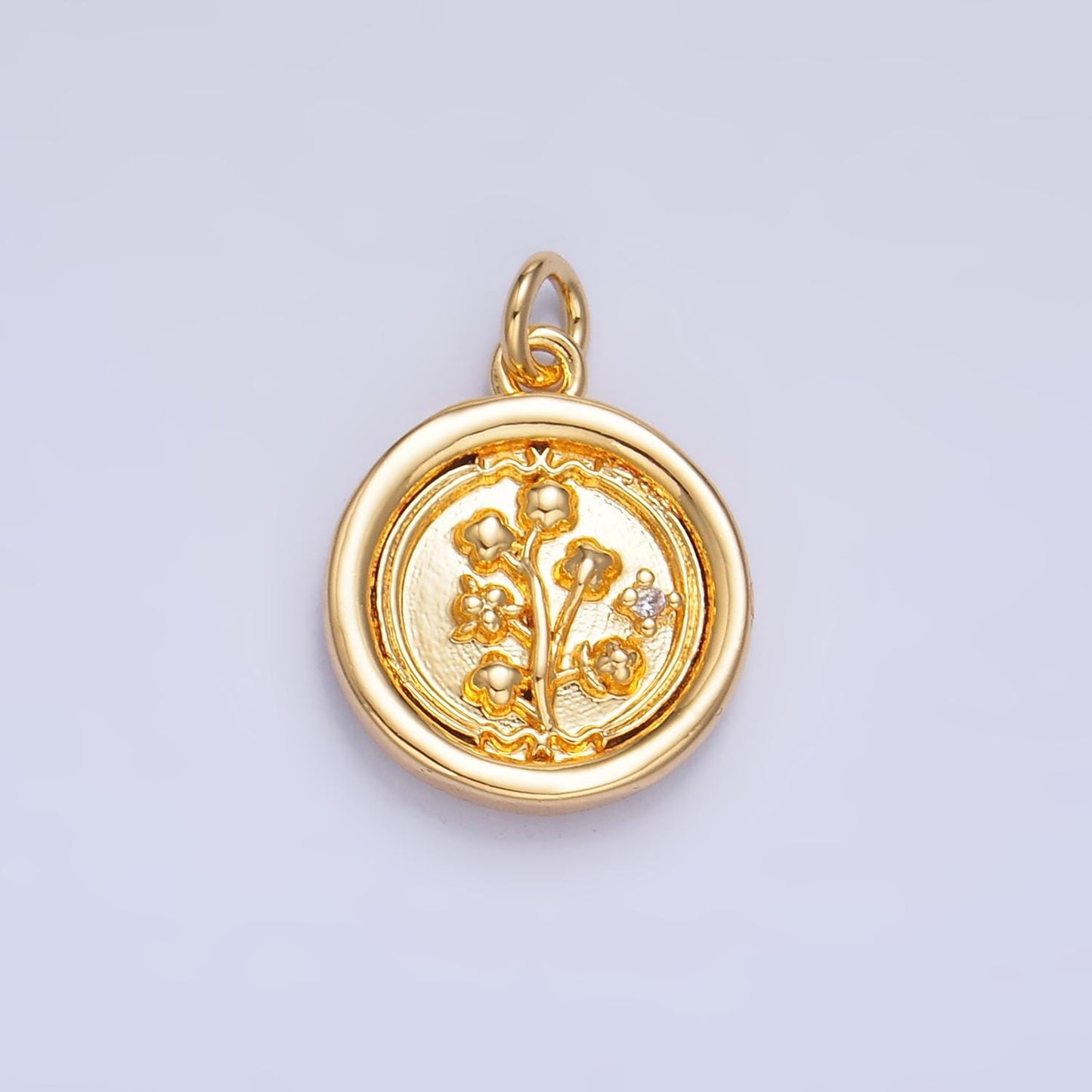 New Floral Collection Gold Holly Flower, Cherry Blossom, Lotus Charm 18K Gold Filled Medallion for Necklace Bracelet Supply