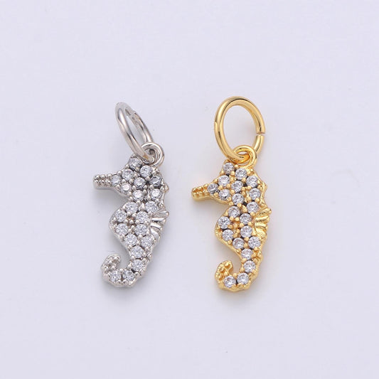 Seahorse 24K Gold Filled Tiny Charms, Gold Filled Seahorse Charm, Gold Seahorse, Silver Sea horse charm Under the sea Jewelry Inspired D-698