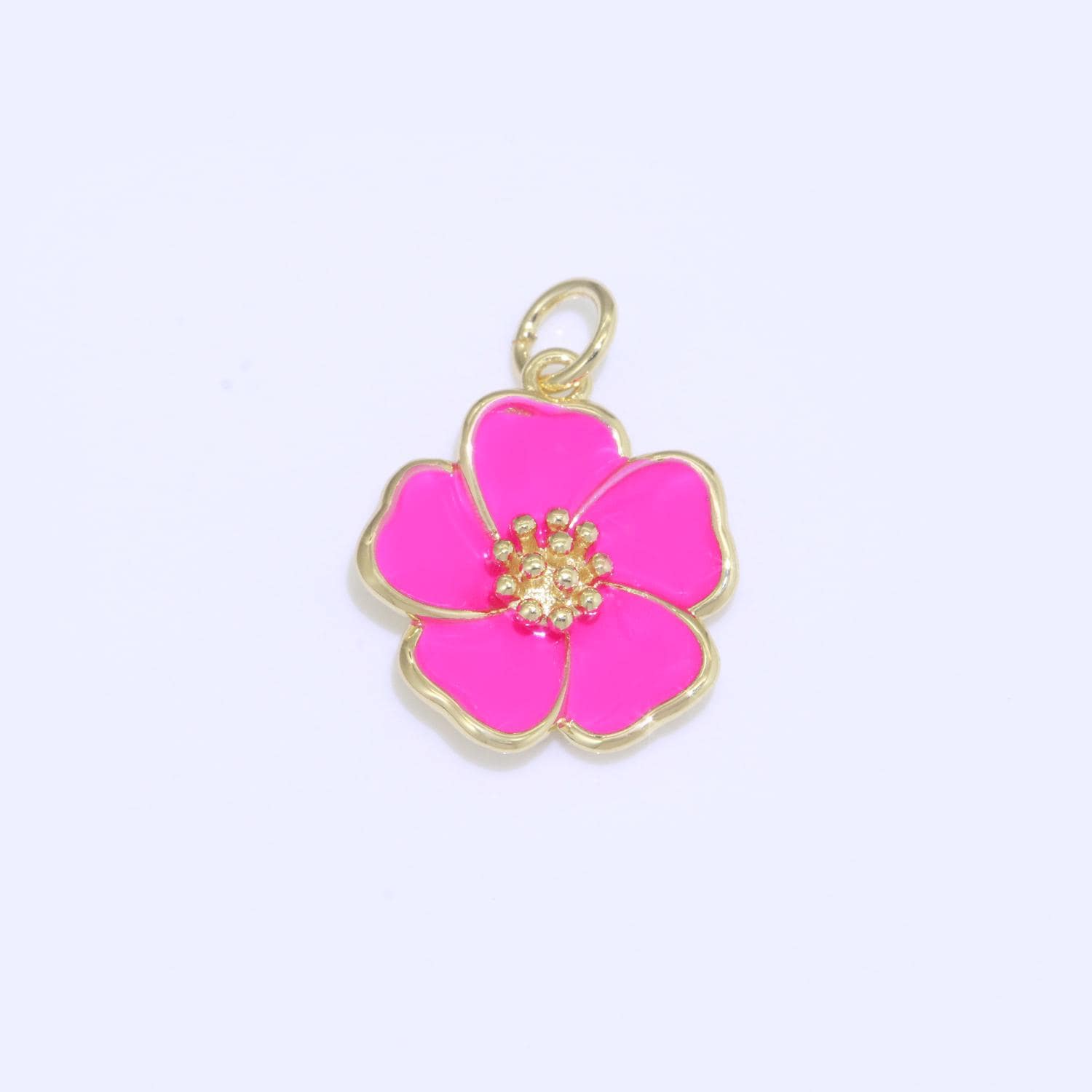 Dainty hibiscus charm tropical flower gold filled enamel charm hawaiian inspired jewelry pendant for necklace bracelet earring makings m-499