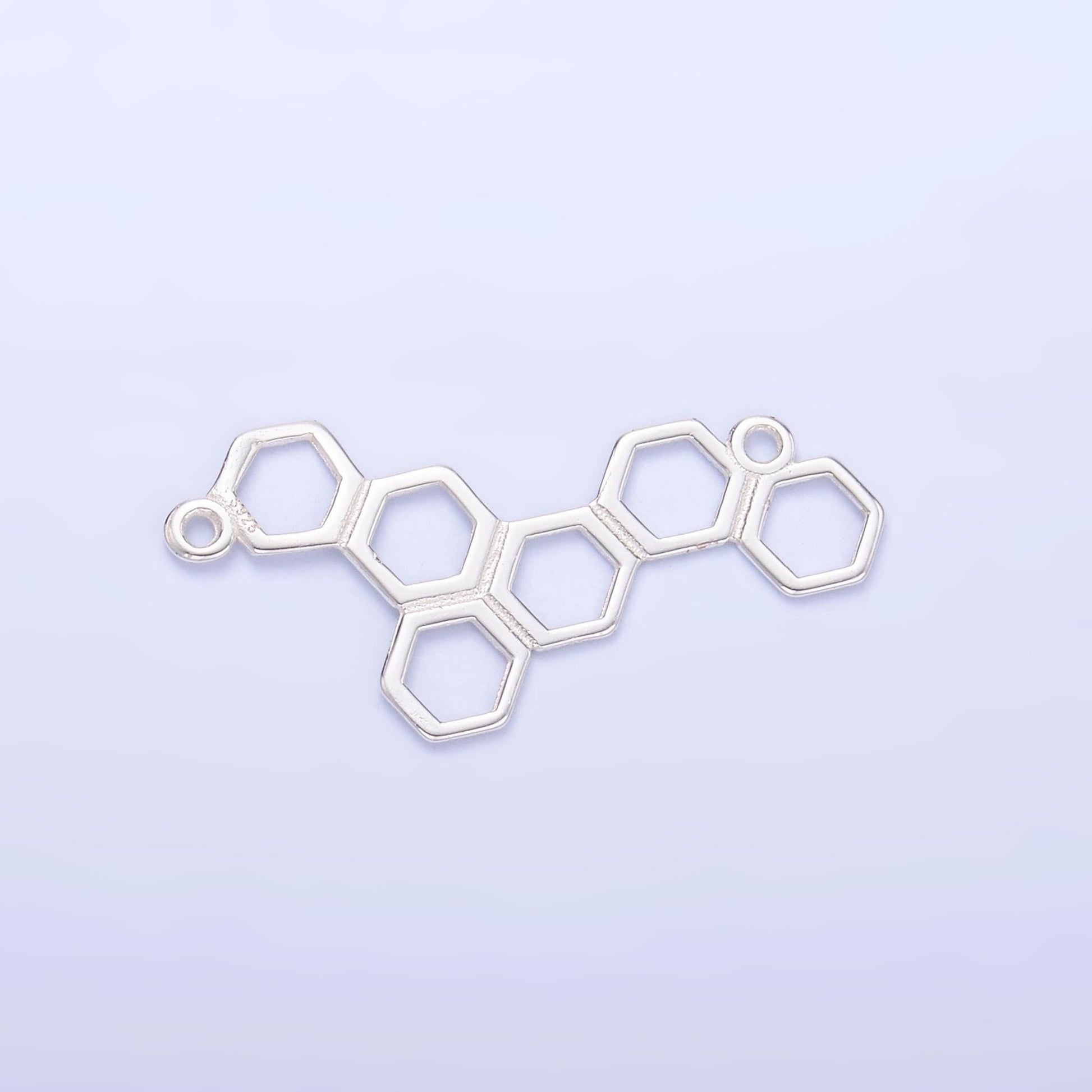 Dainty Sterling Silver honey comb charm Connector Gold Vermeil hexagon Honeycomb open Link Connector for Bracelet Necklace component SL-634