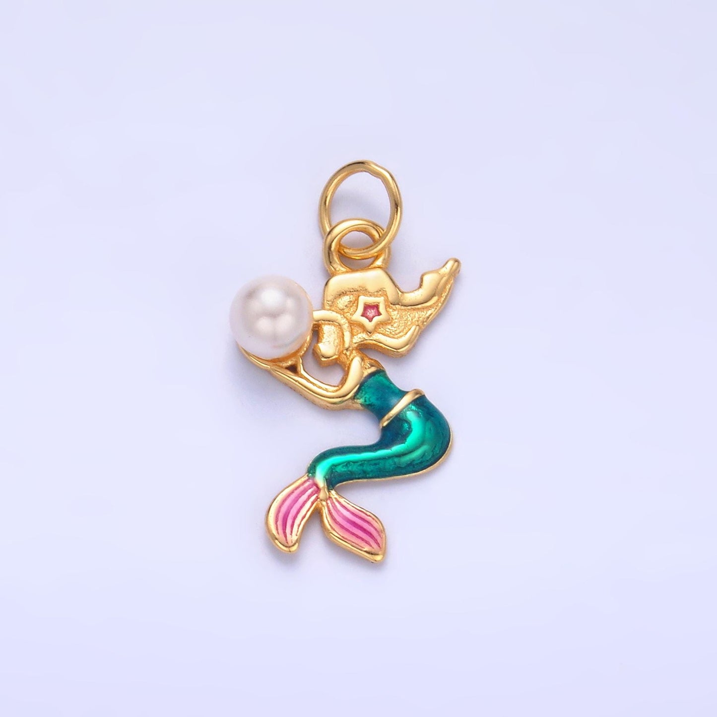 S925 sterling silver enamel Mermaid charm girly Pearl mermaid color Under the Sea pendant | SL-625