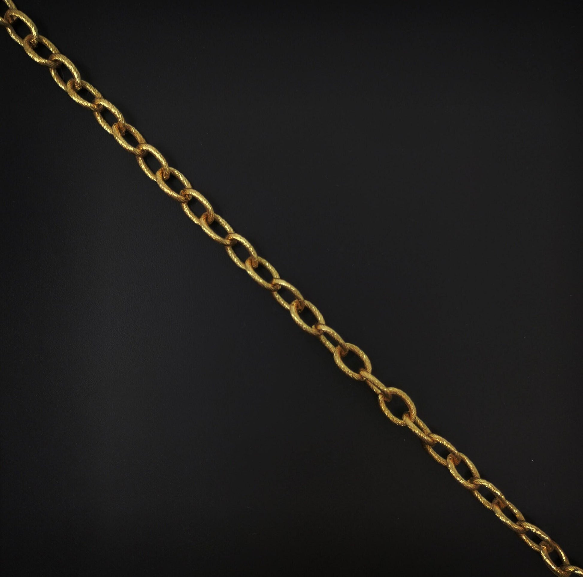 24k gold rolo cable chain by yard, oval link chain, wholesale bulk roll chain for jewelry making,thickness 1.5mm, 63