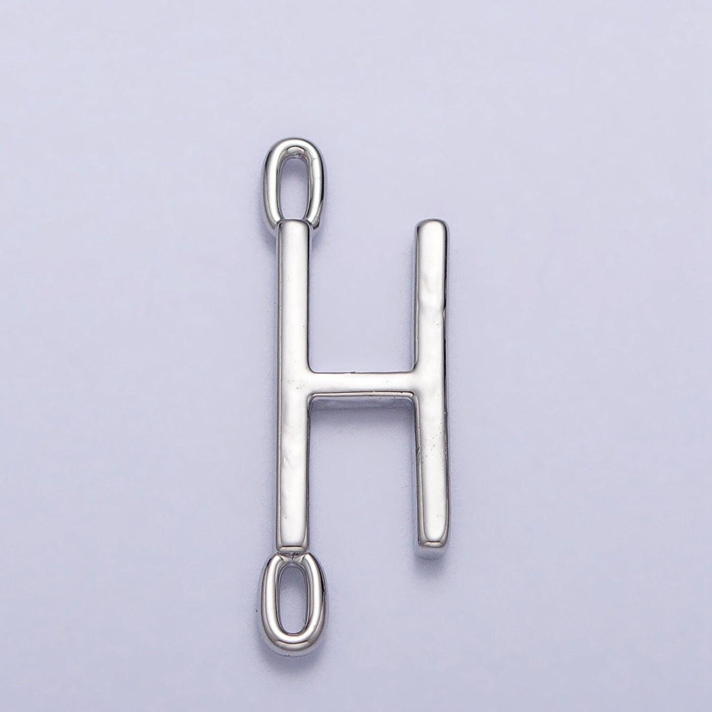 Dainty sideway initial charm connector silver letter dainty name necklace link connector for personalized jewelry supply bracelet necklace