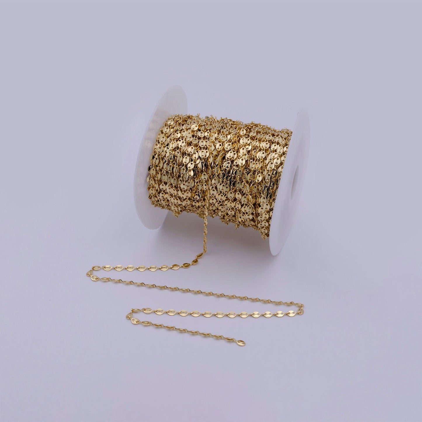 Gold filled anchor chain by yard, gold filled round oval disc chain,wholesale bulk roll chain for jewelry making,thick 0.6mm, 591