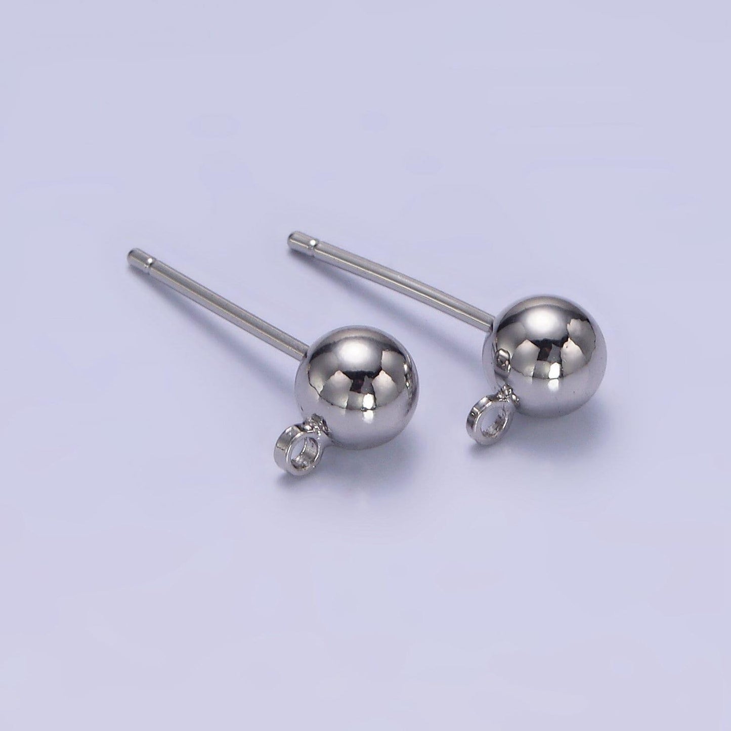 Gold earrings stud ball post with loop for jewelry making supplies 3 mm,4 mm and 6 mm ear stud bulk