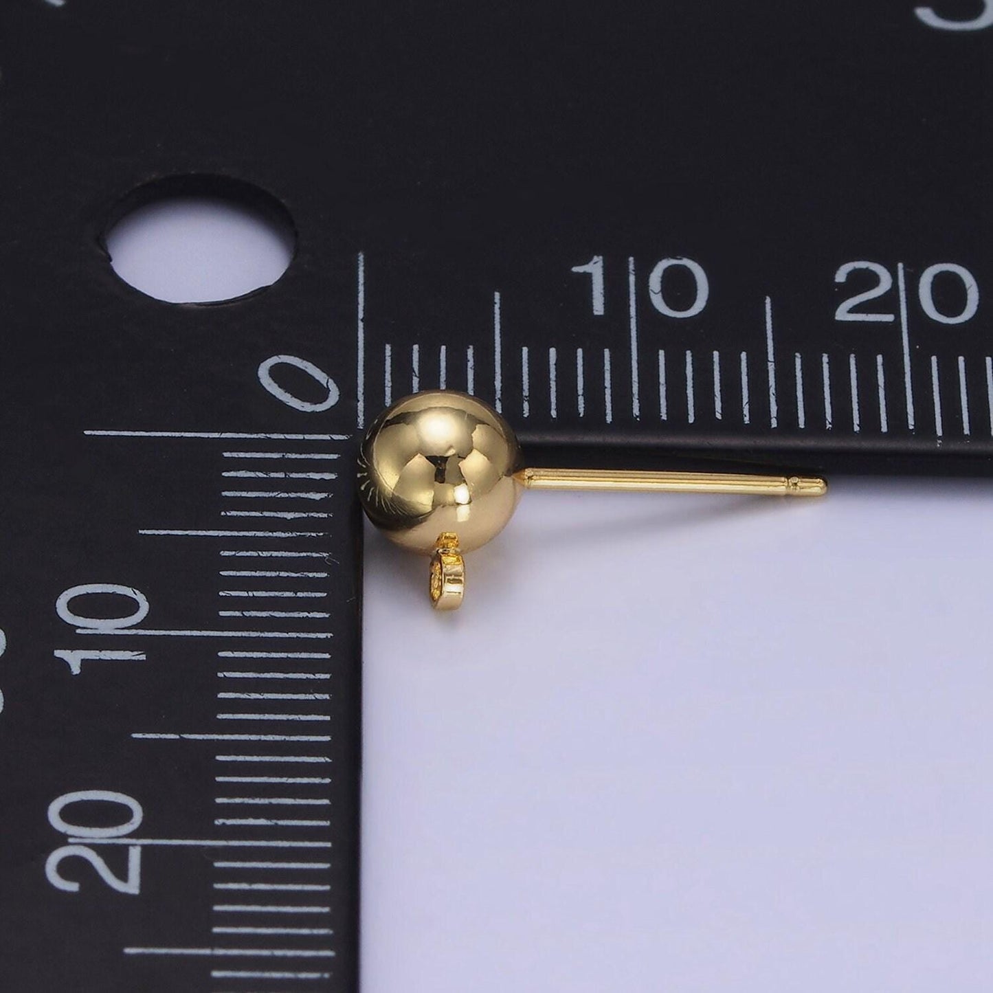 Gold earrings stud ball post with loop for jewelry making supplies 3 mm,4 mm and 6 mm ear stud bulk