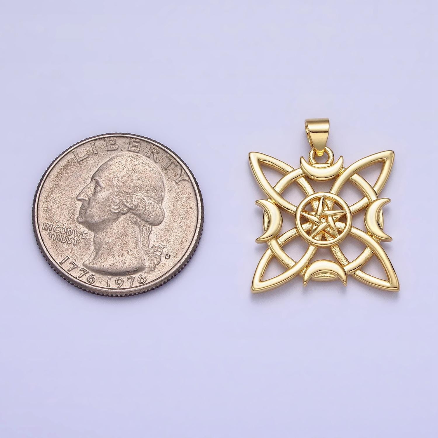 Gold celtic knot charm eternal knot charm, celtic irish jewelry moon star celestial jewelry aa146