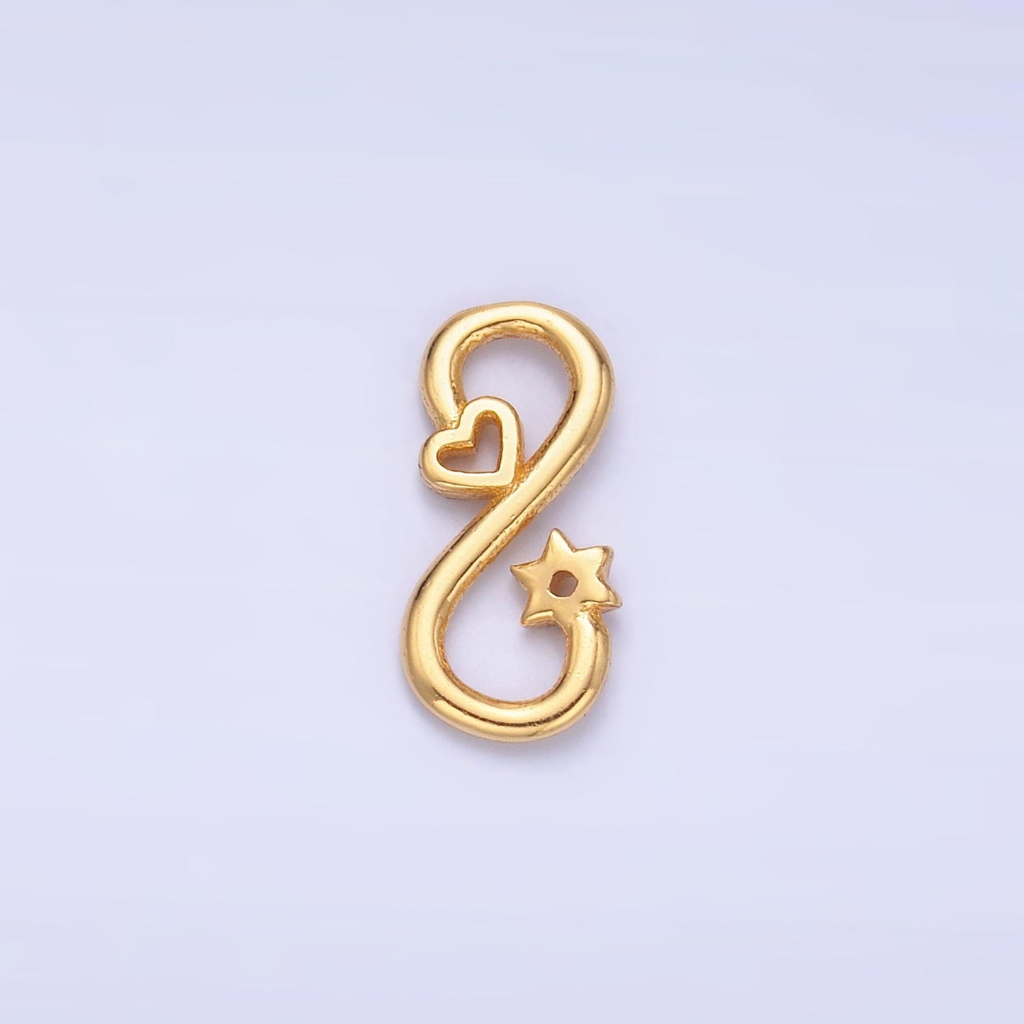 Sterling Silver S925 Mini Heart Star Charm Connector Gold Vermeil Infinity Link Connector for bracelet | SL-631