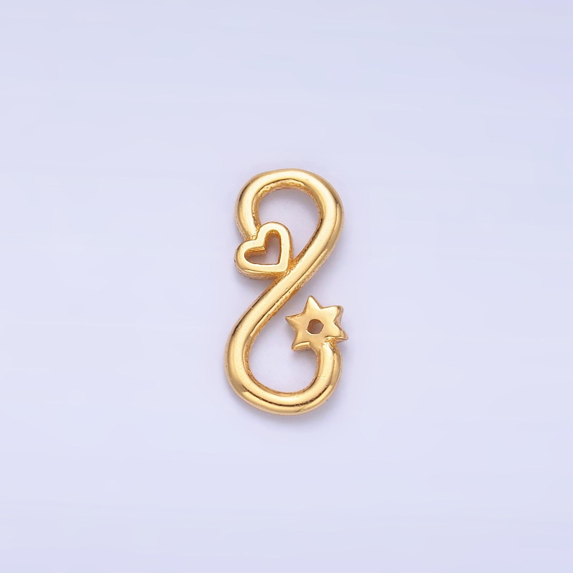 Sterling Silver S925 Mini Heart Star Charm Connector Gold Vermeil Infinity Link Connector for bracelet | SL-631