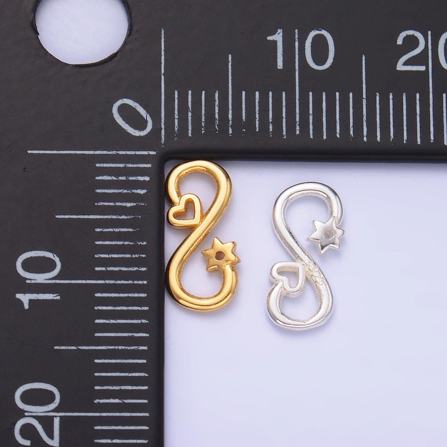 Sterling Silver S925 Mini Heart Star Charm Connector Gold Vermeil Infinity Link Connector for bracelet | SL-631