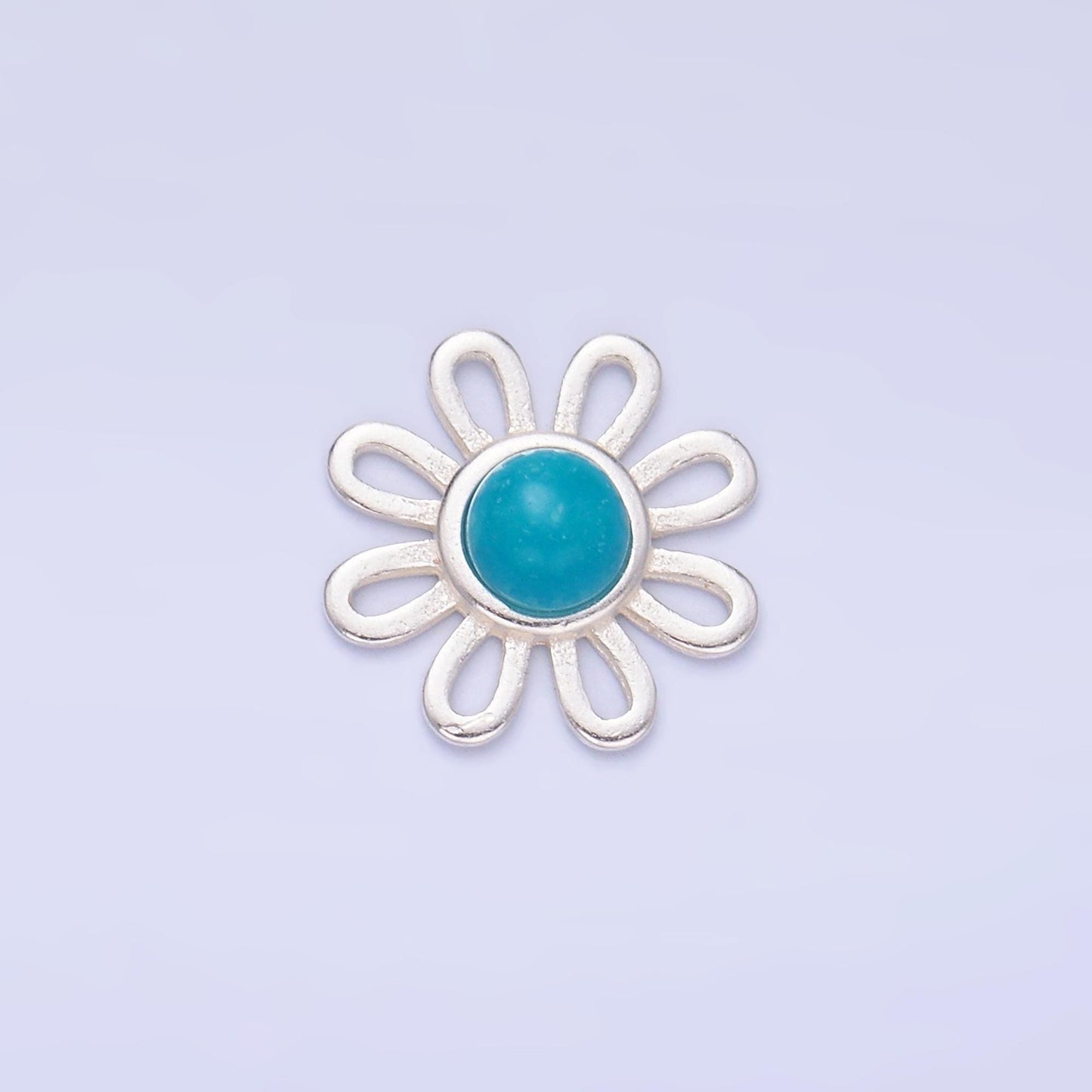 Sterling silver s925 sun flower charm connector for Bracelet with Turquoise Stone | SL-628