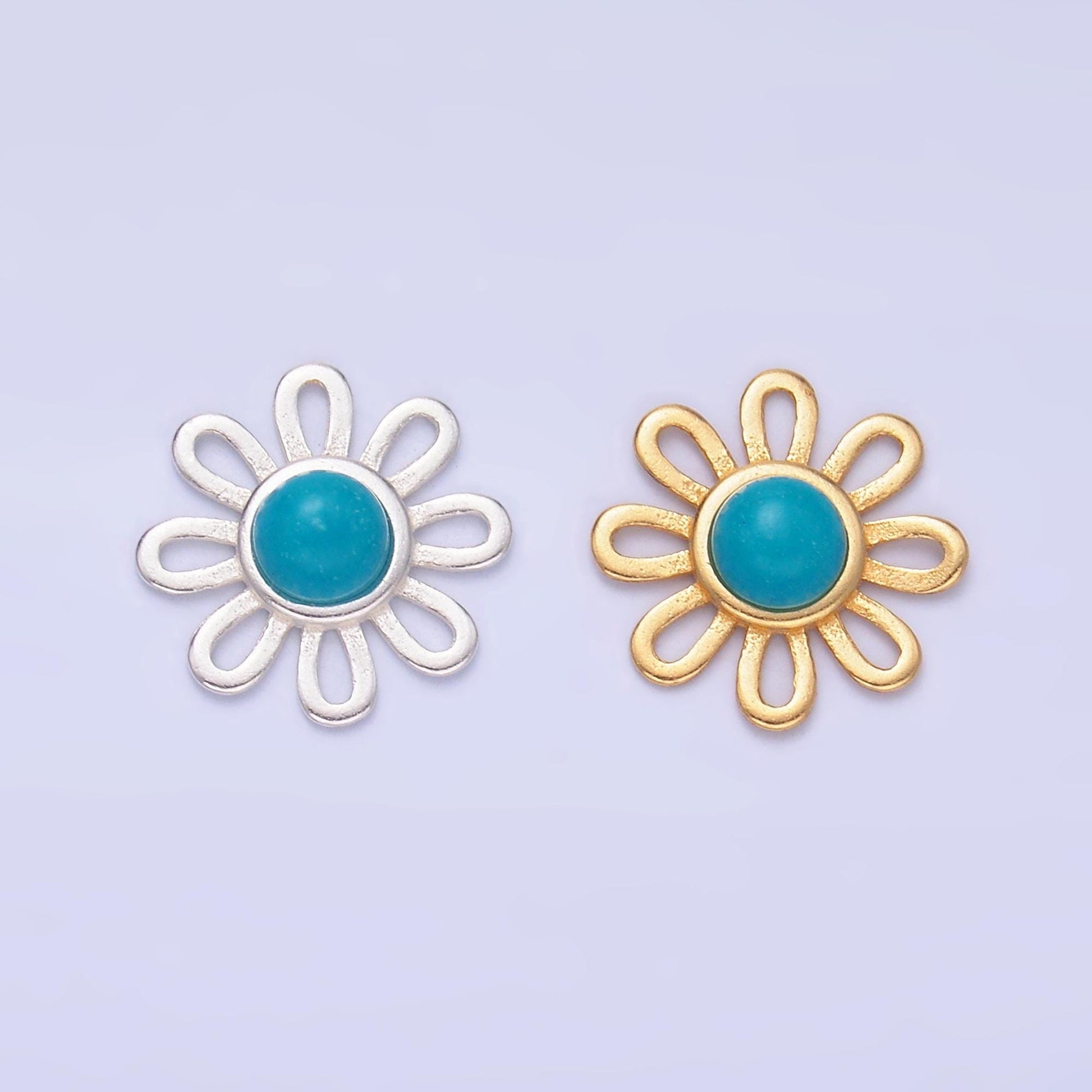Sterling silver s925 sun flower charm connector for Bracelet with Turquoise Stone | SL-628