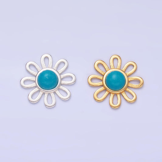 Sterling silver s925 sun flower charm connector for Bracelet with Turquoise Stone | SL-628