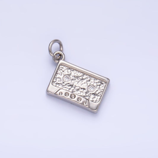 Silver Cassette Tape charm pendant retro boombox charm necklace gift idea gold charm for bracelet necklace W415