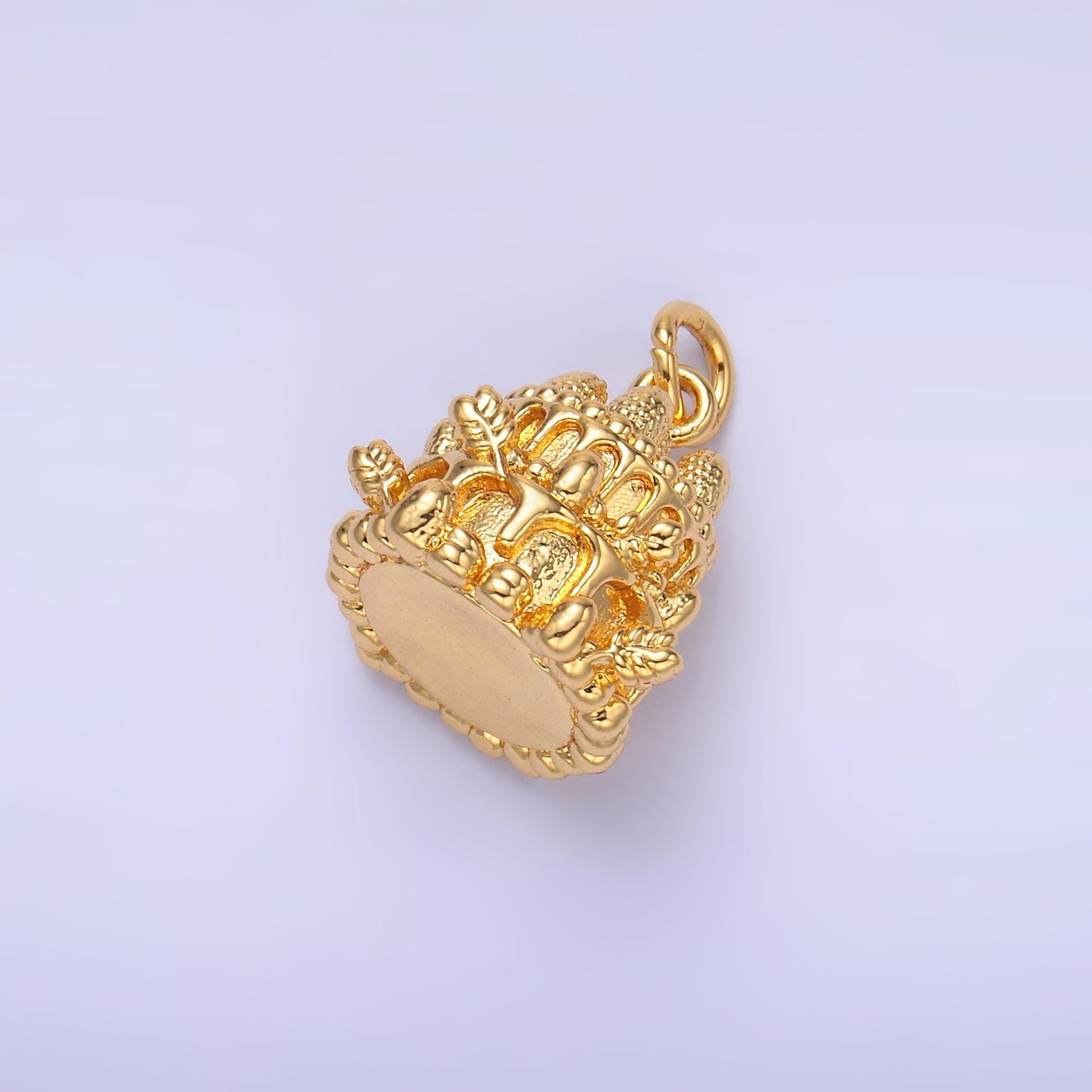 3D Cake 24k gold filled Strawberry Shortcake Charm Silver Birthday Cake charm for Bracelet Necklace Earring Supply | W412