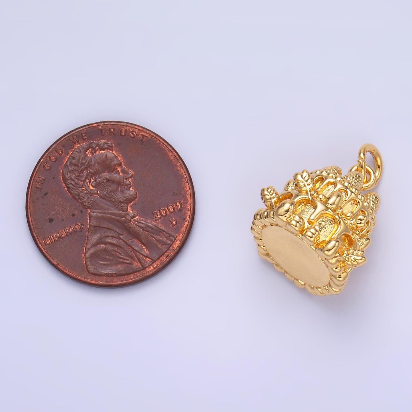 3D Cake 24k gold filled Strawberry Shortcake Charm Silver Birthday Cake charm for Bracelet Necklace Earring Supply | W412