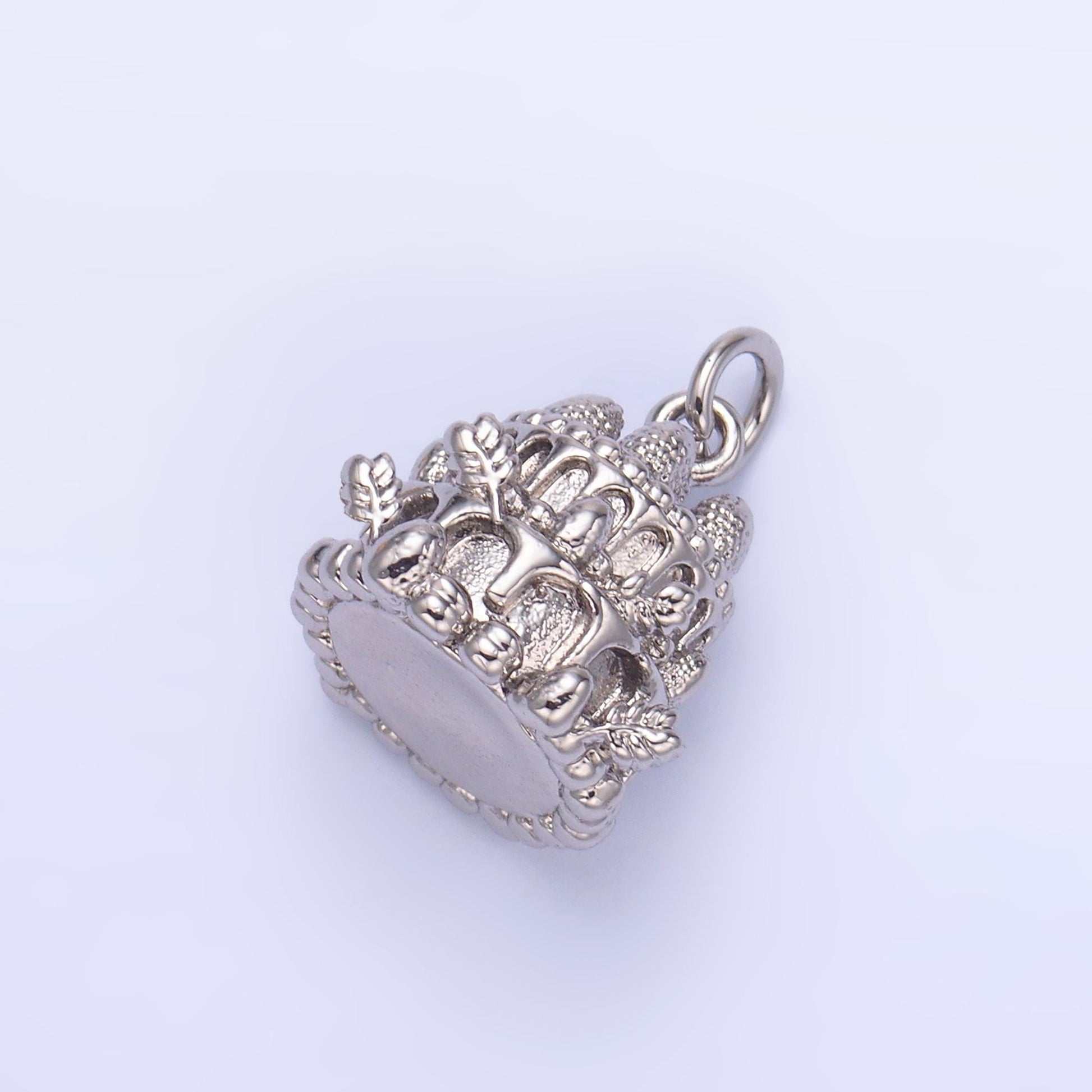 3D Cake 24k gold filled Strawberry Shortcake Charm Silver Birthday Cake charm for Bracelet Necklace Earring Supply | W412